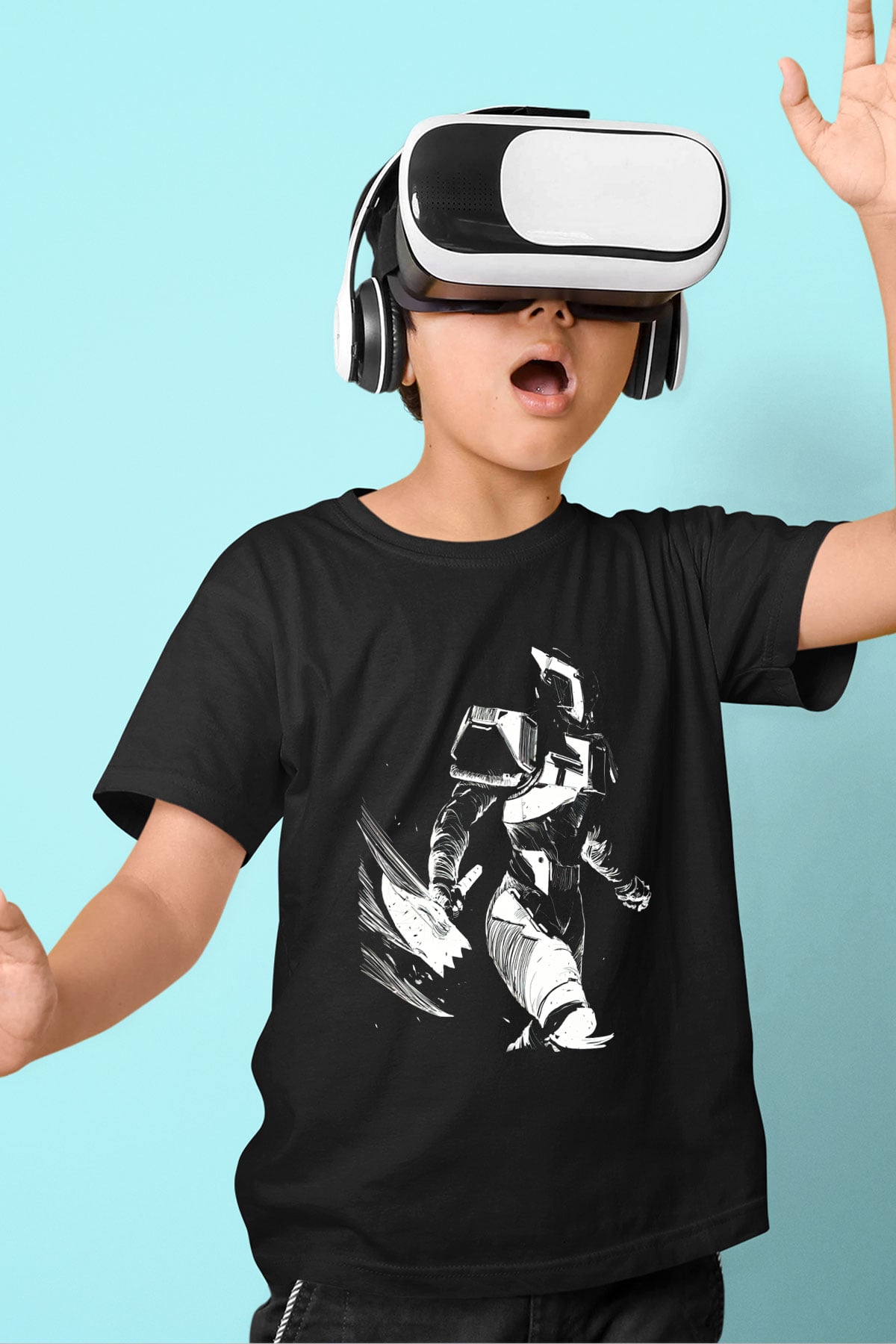 Destiny: Rise of Iron Baskılı Siyah Unisex Çocuk Tişört
