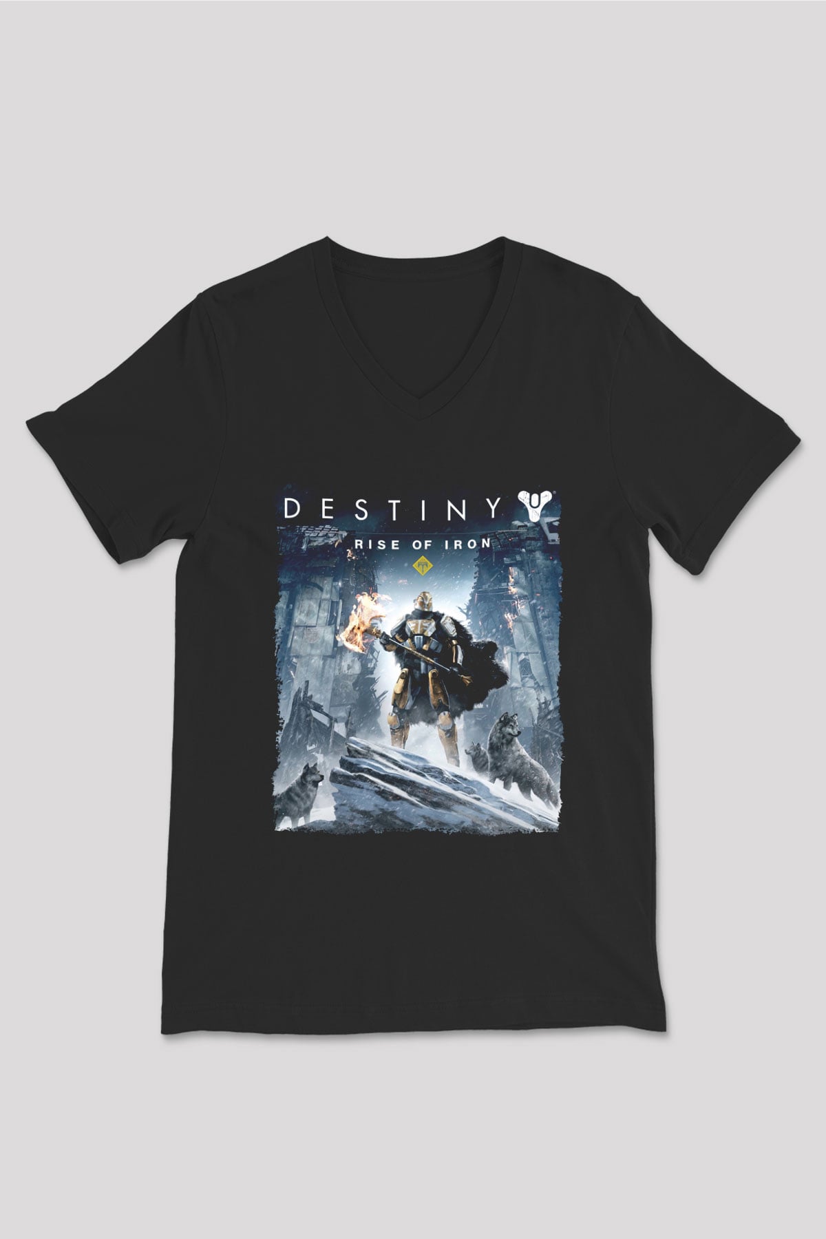 Destiny: Rise of Iron Siyah Unisex V Yaka Tişört
