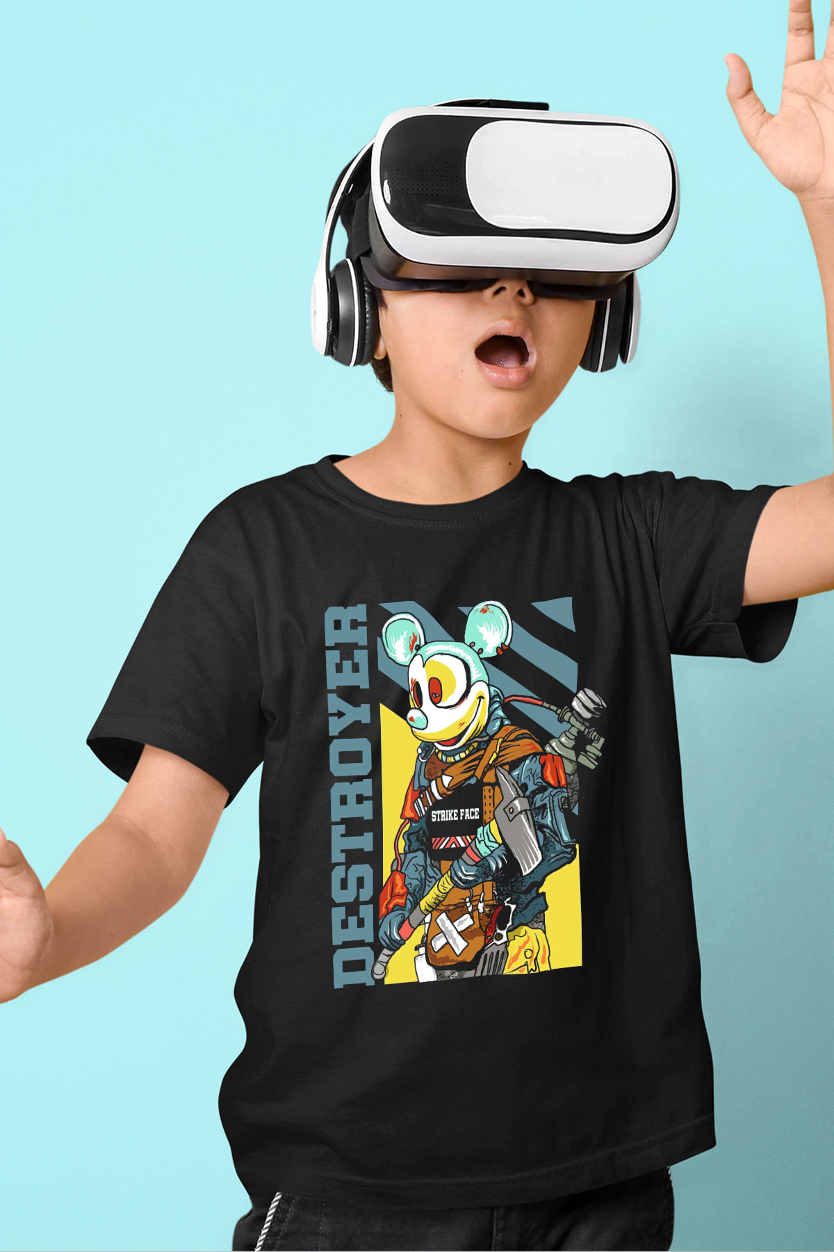 Destroyer Baskılı Unisex Siyah  Çocuk Tişört