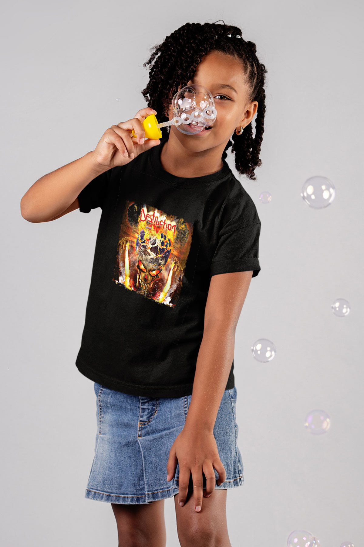 Destruction Baskılı Unisex Siyah Çocuk Tişört