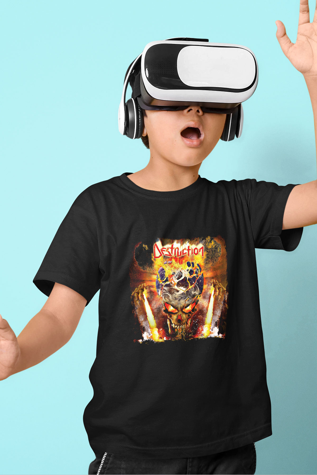 Destruction Baskılı Unisex Siyah Çocuk Tişört