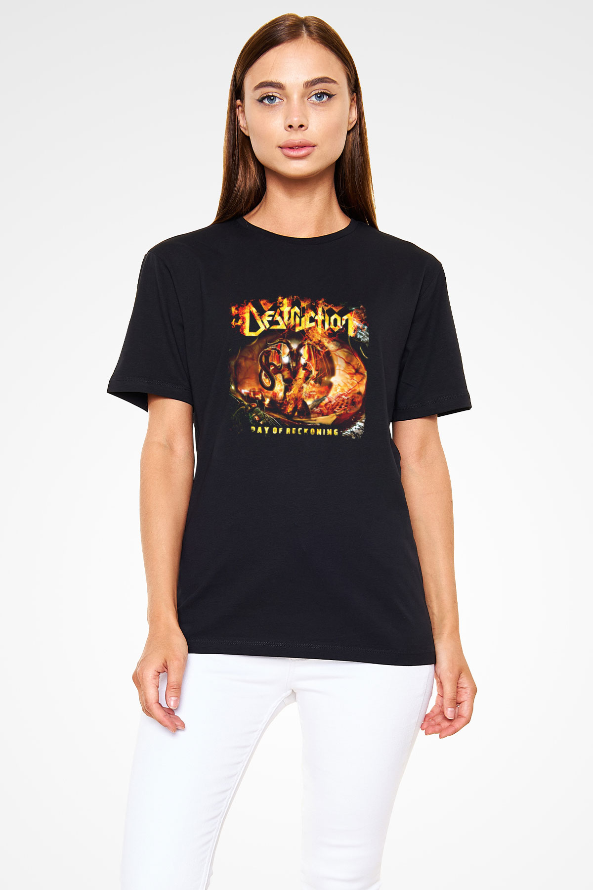 Destruction Baskılı Unisex Siyah Tişört