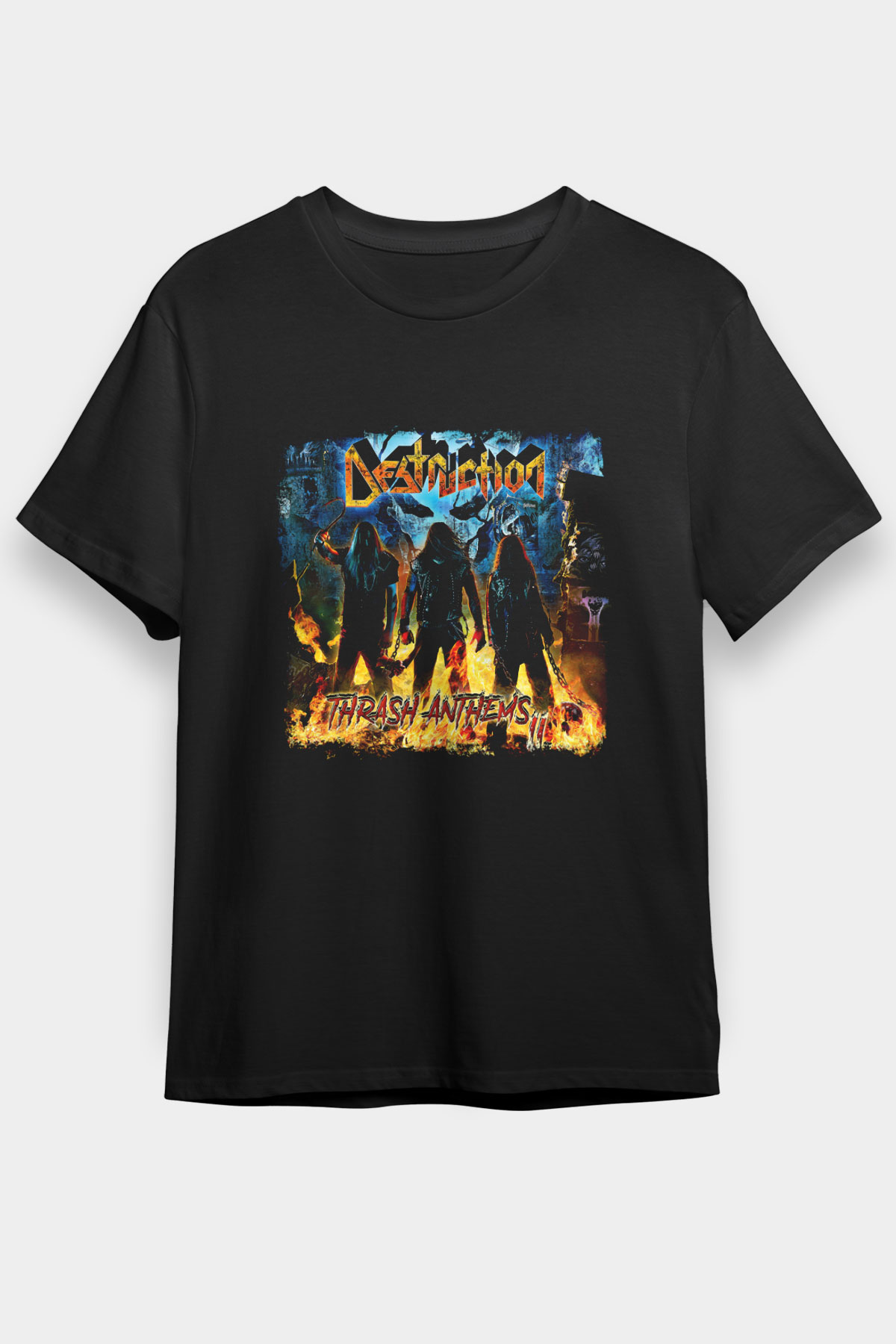 Destruction Baskılı Unisex Siyah Tişört
