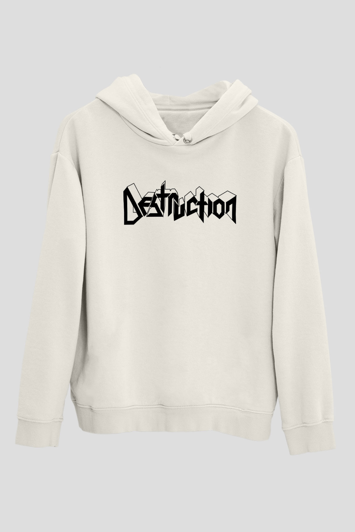 Destruction Beyaz Unisex Kapşonlu Sweatshirt