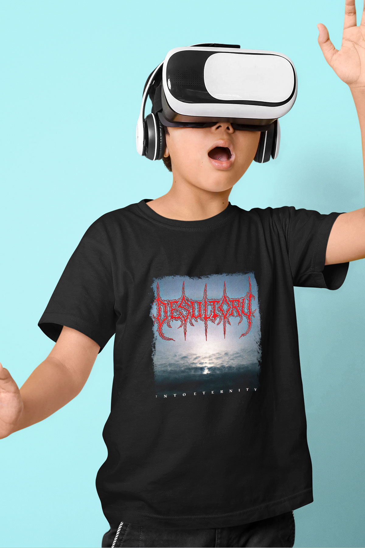 Desultory Baskılı Unisex Siyah Çocuk Tişört