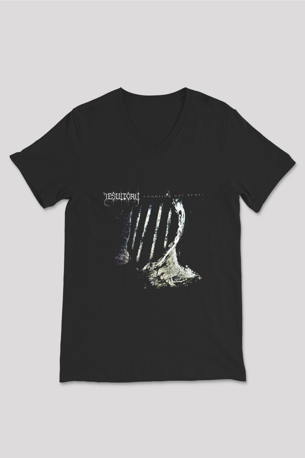 Desultory Baskılı Unisex Siyah V Yaka Tişört