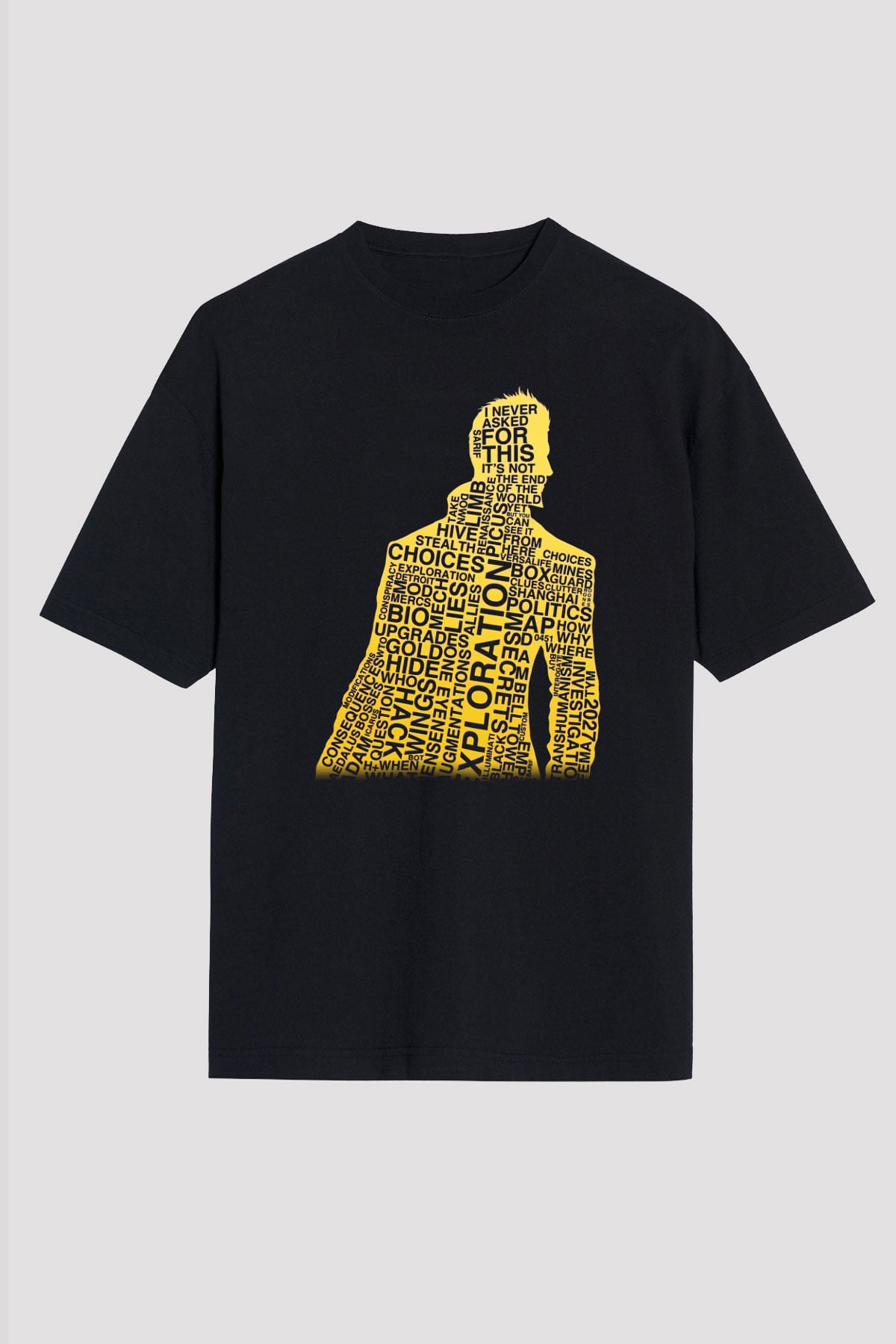 Deus Ex Siyah Unisex Oversize Tişört T-Shirt