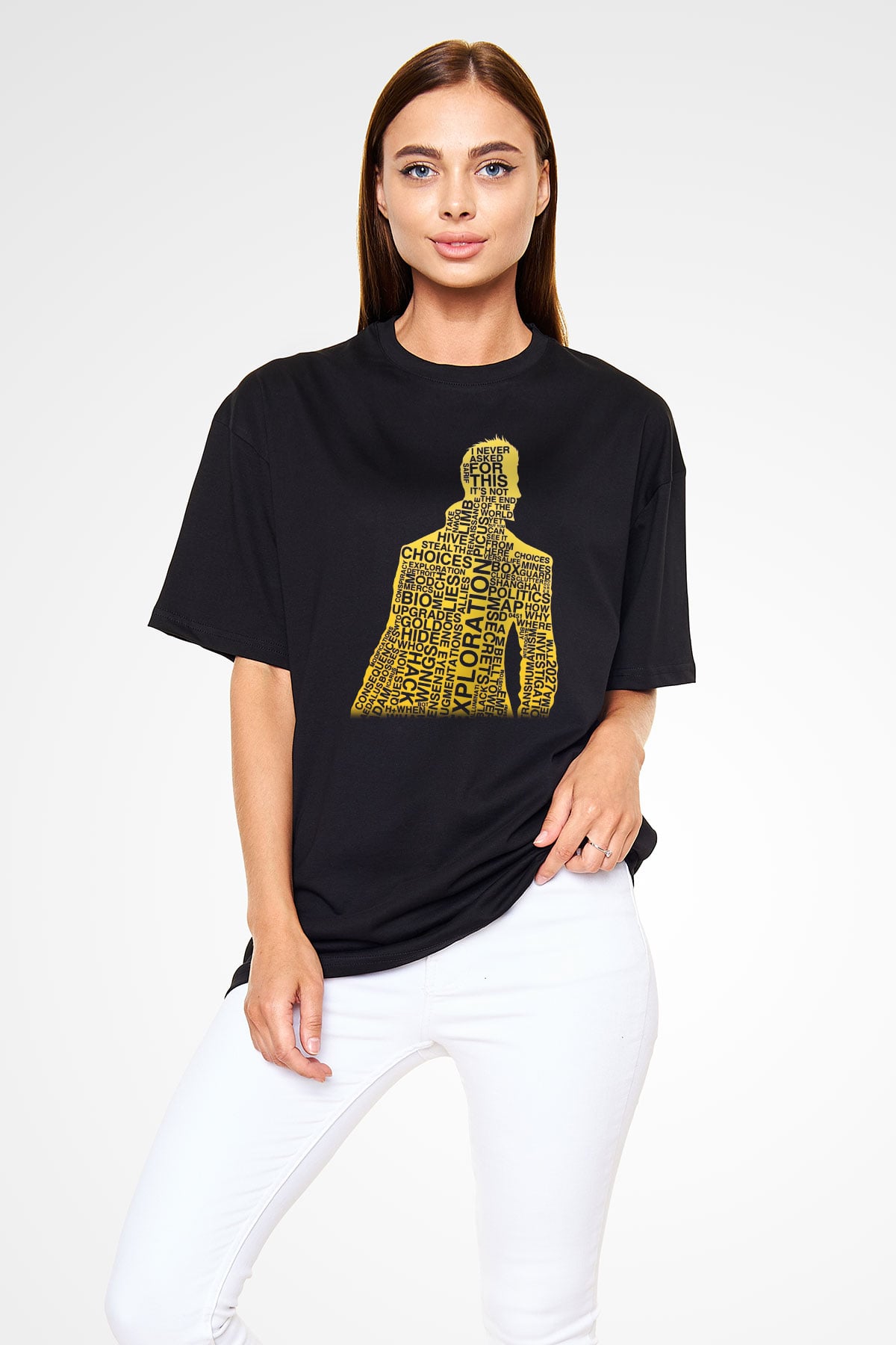 Deus Ex Siyah Unisex Oversize Tişört T-Shirt