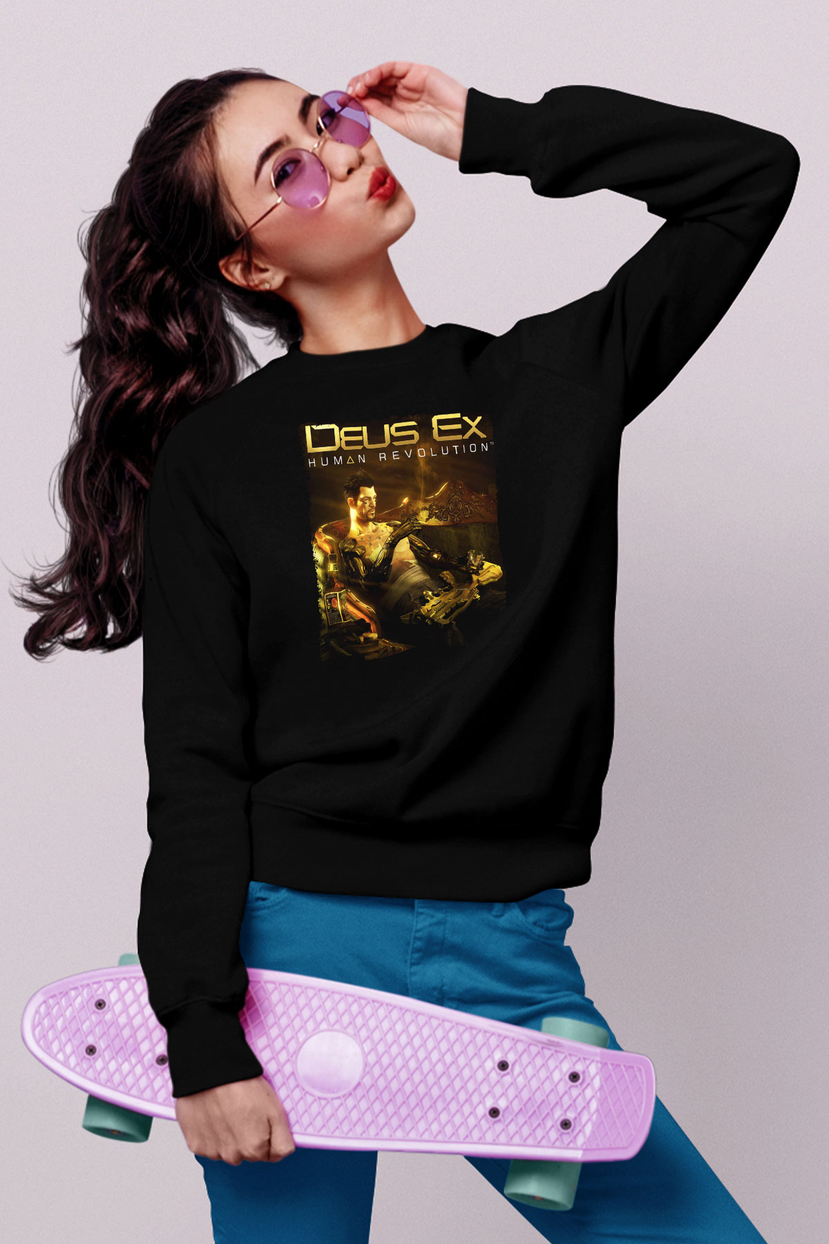 Deus Ex Siyah Unisex Sweatshirt