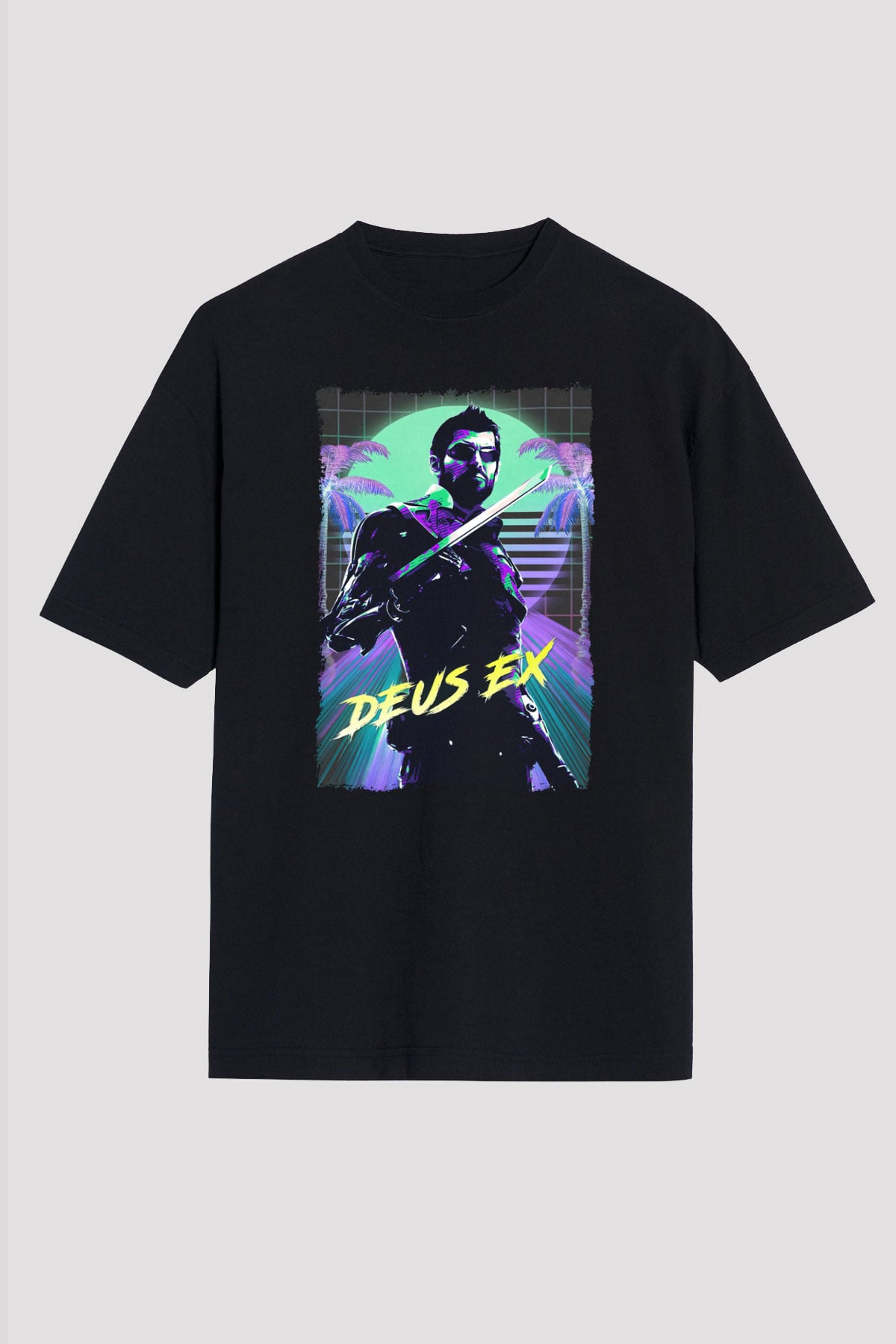 Deus Ex Siyah Oversize Tişört Oversize T-shirt