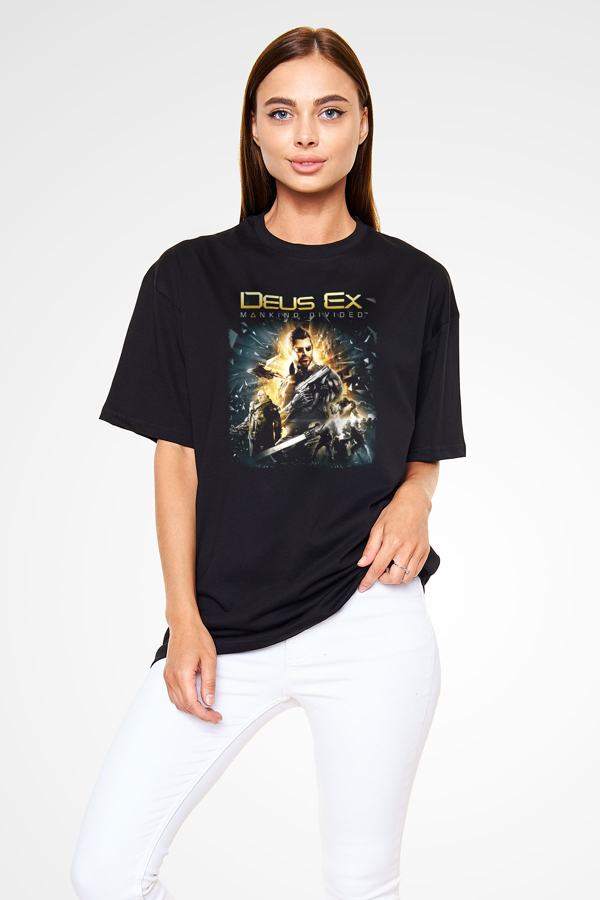 Deus Ex Siyah Oversize Tişört Oversize T-shirt