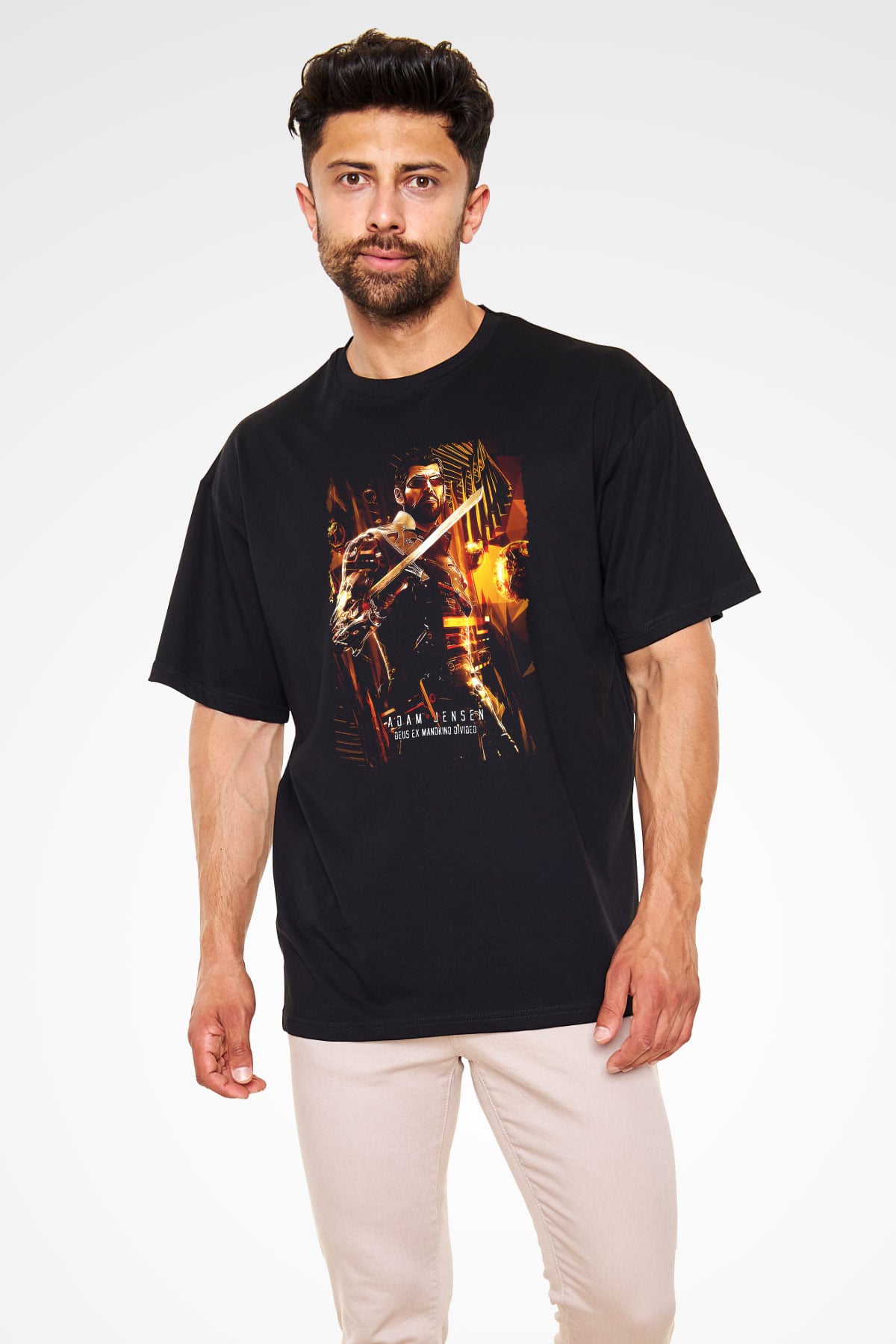 Deus Ex Siyah Oversize Tişört Oversize T-shirt