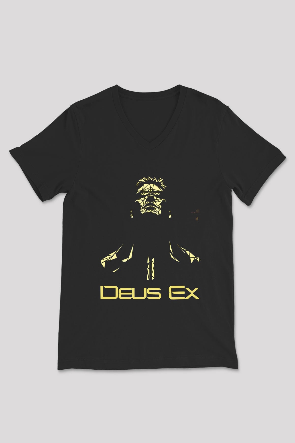 Deus Ex Siyah Unisex V Yaka Tişört