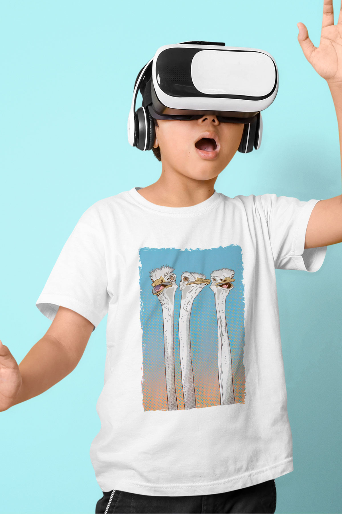 Deve Kuşları Çetesi Baskılı Unisex Beyaz  Çocuk Tişört