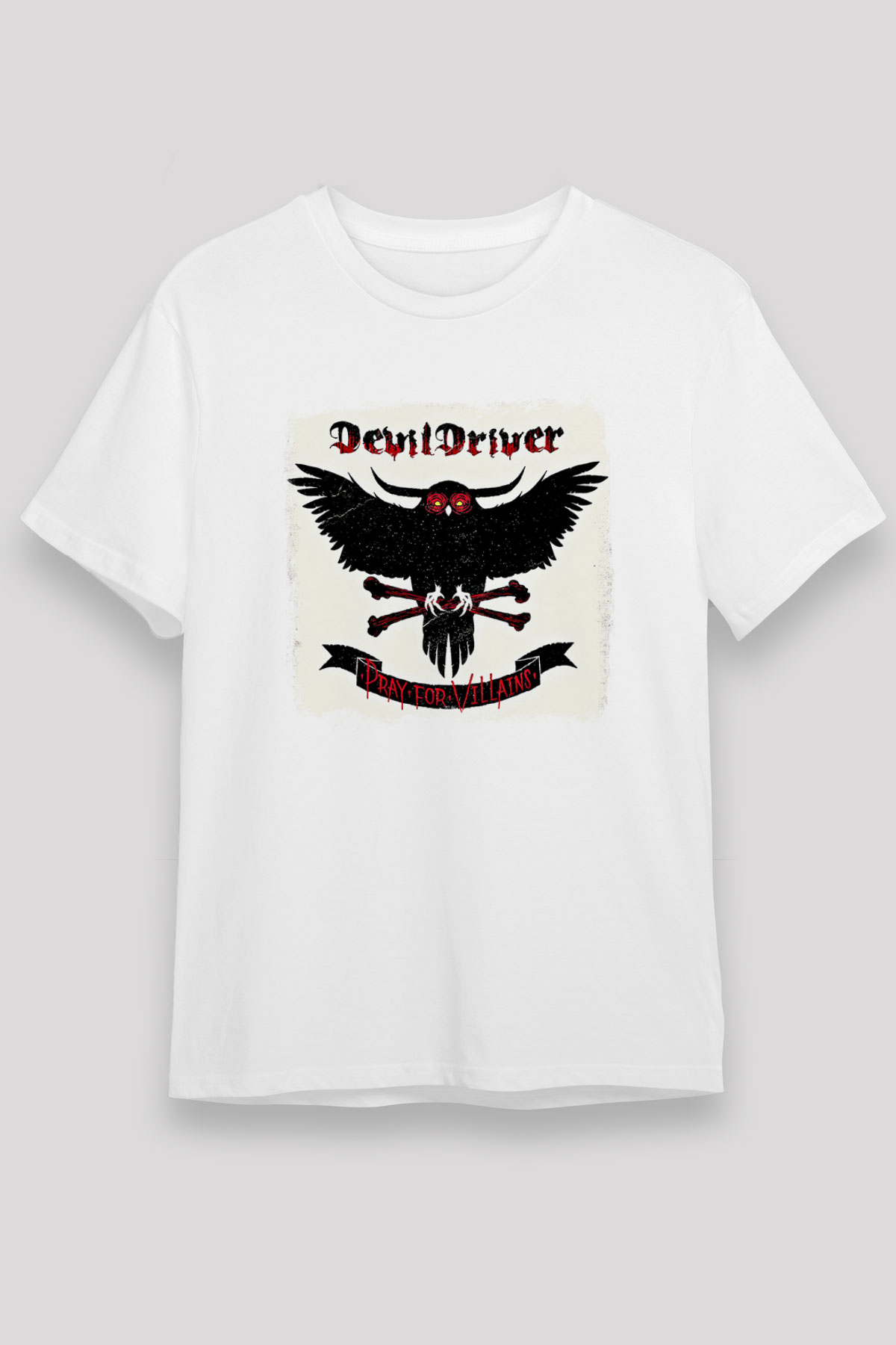 Devil Driver Baskılı Unisex Beyaz Tişört