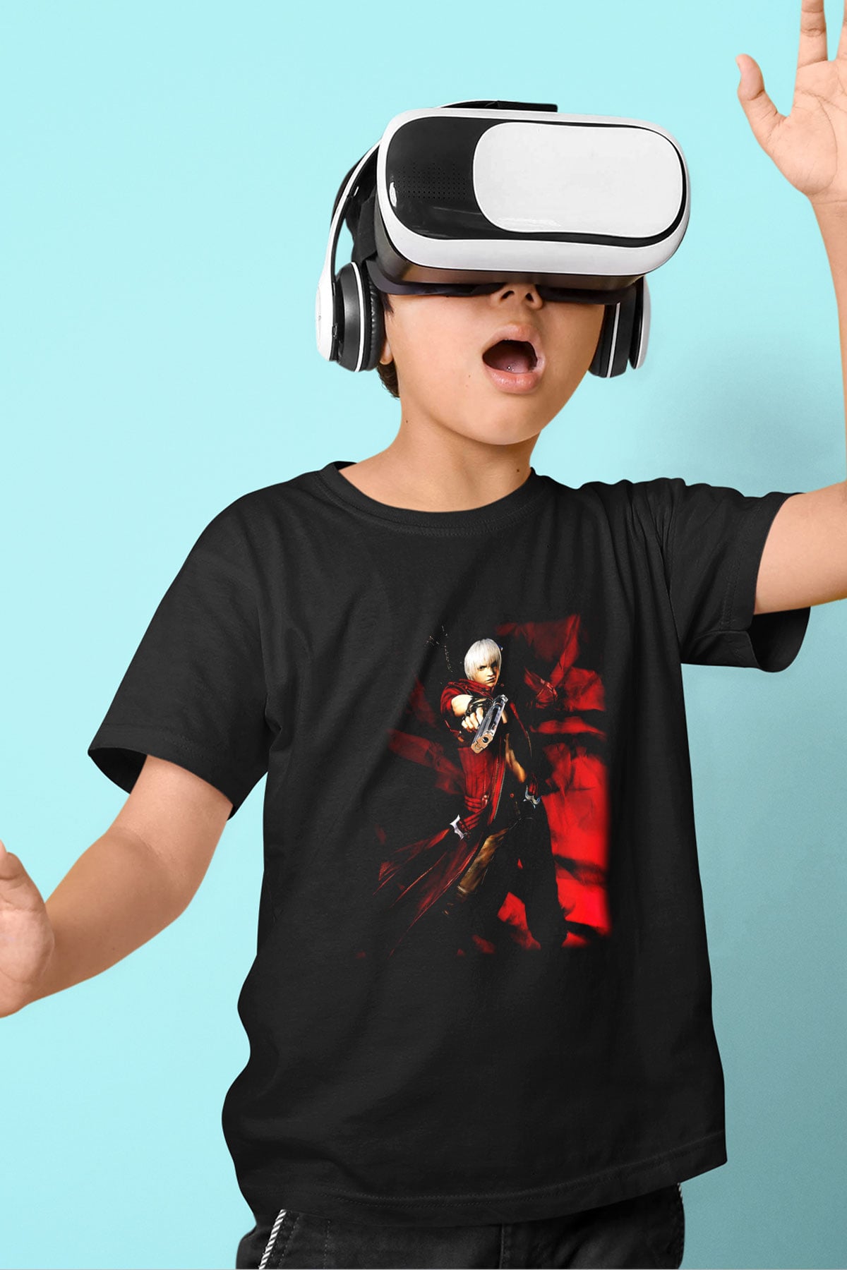 Devil May Cry Baskılı Siyah Unisex Çocuk Tişört
