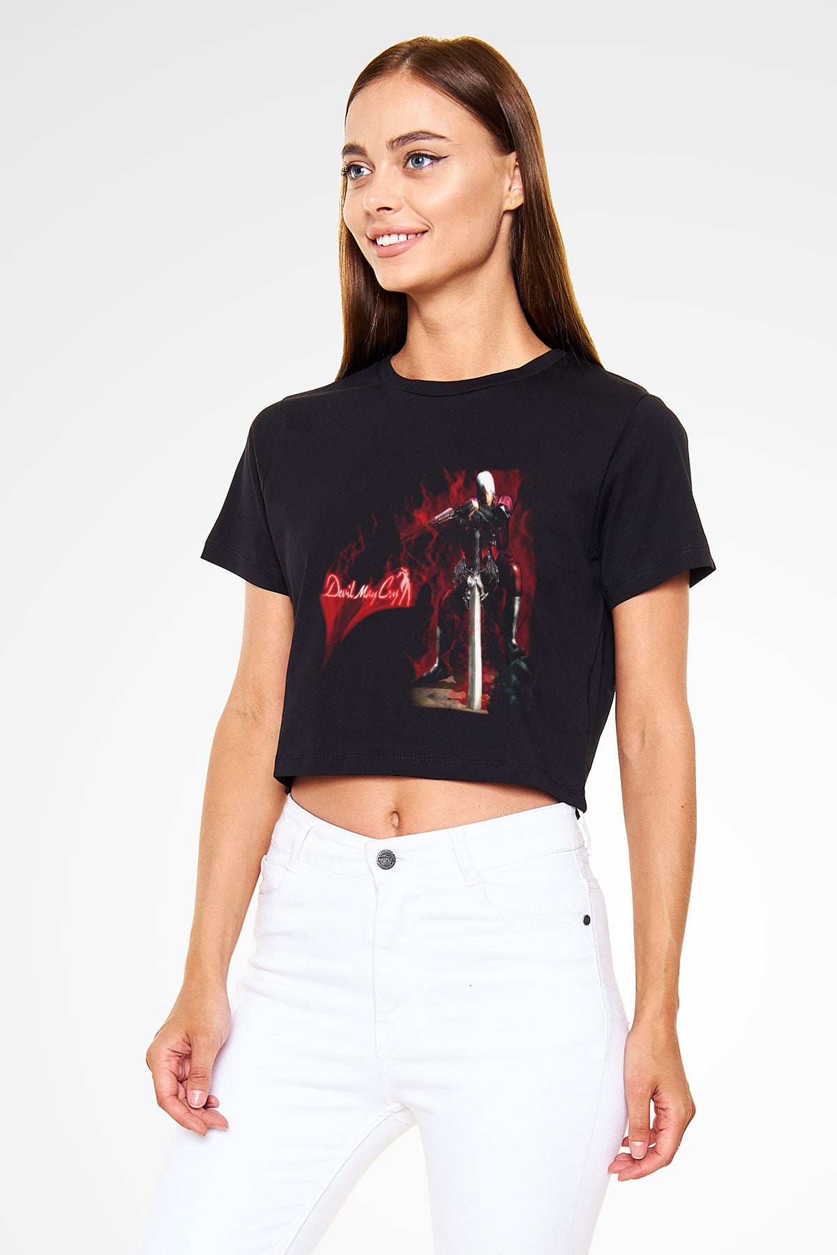 Devil May Cry Siyah Crop Top Tişört