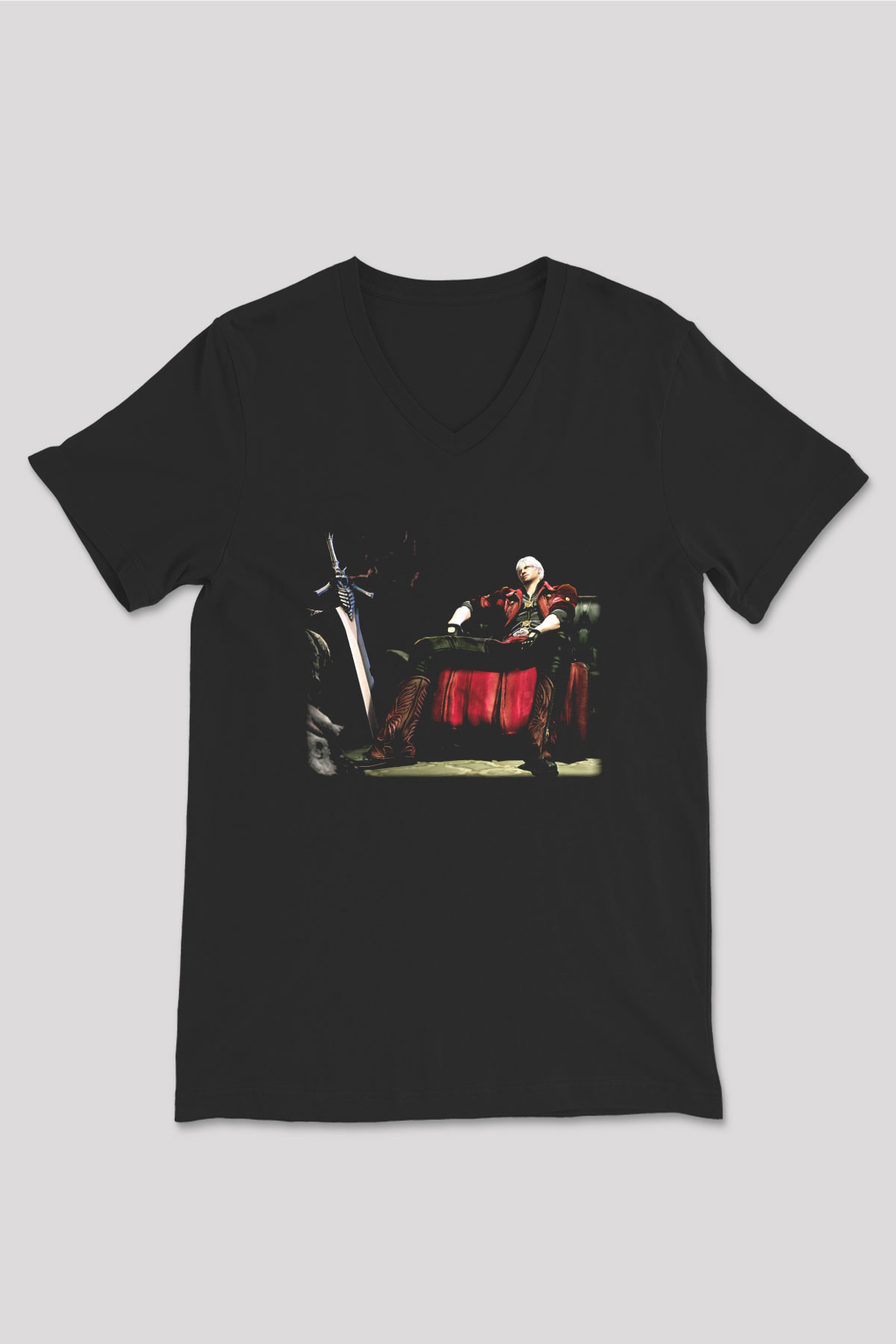 Devil May Cry Siyah Unisex V Yaka Tişört T-Shirt