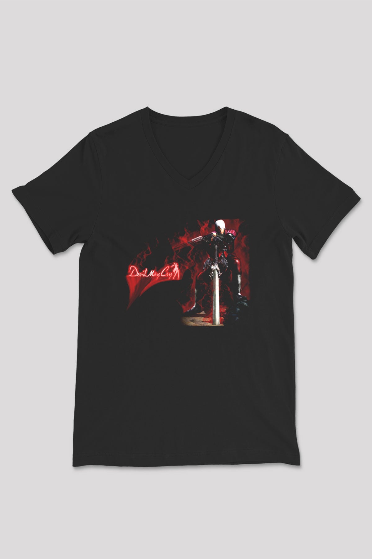 Devil May Cry Siyah Unisex V Yaka Tişört T-Shirt