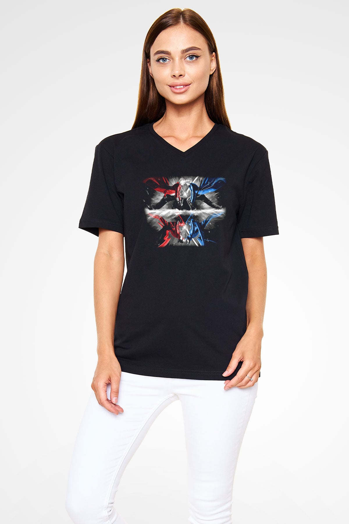 Devil May Cry Siyah Unisex V Yaka Tişört T-Shirt