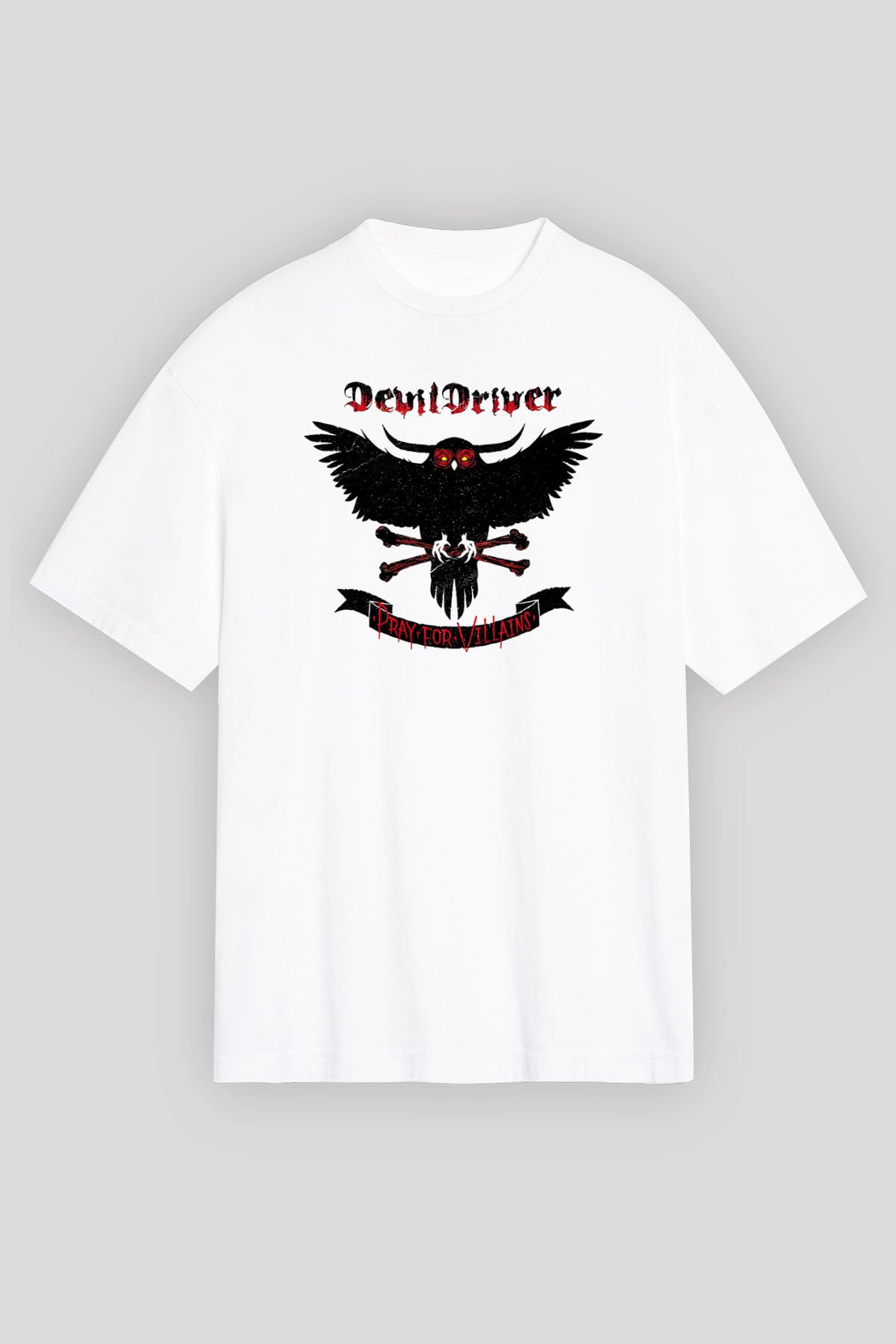 DevilDriver Beyaz Oversize Tişört Oversize T-shirt - TişörtFabrikası