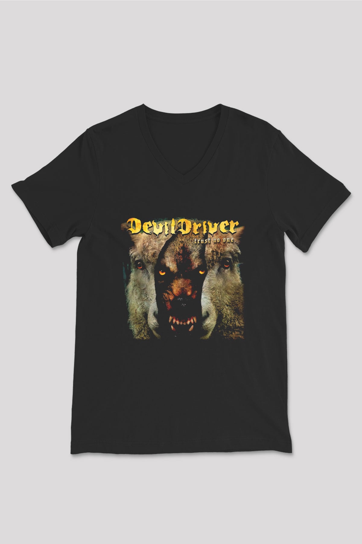 DevilDriver Siyah Unisex V Yaka Tişört T-Shirt