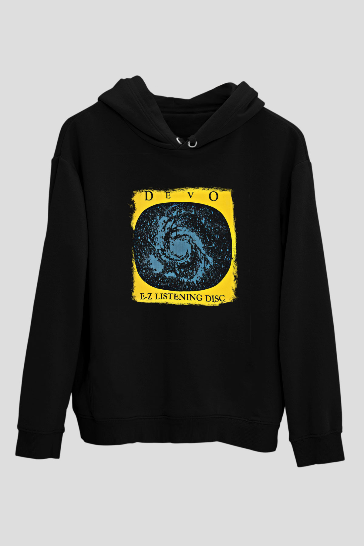 Devo Baskılı Unisex Siyah Hoodie