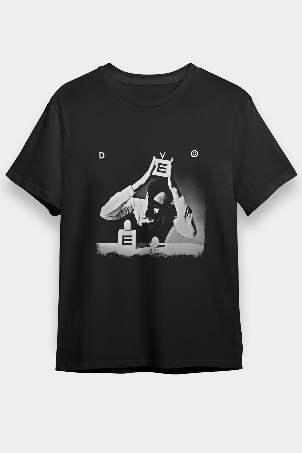 Devo Baskılı Unisex Siyah Tişört