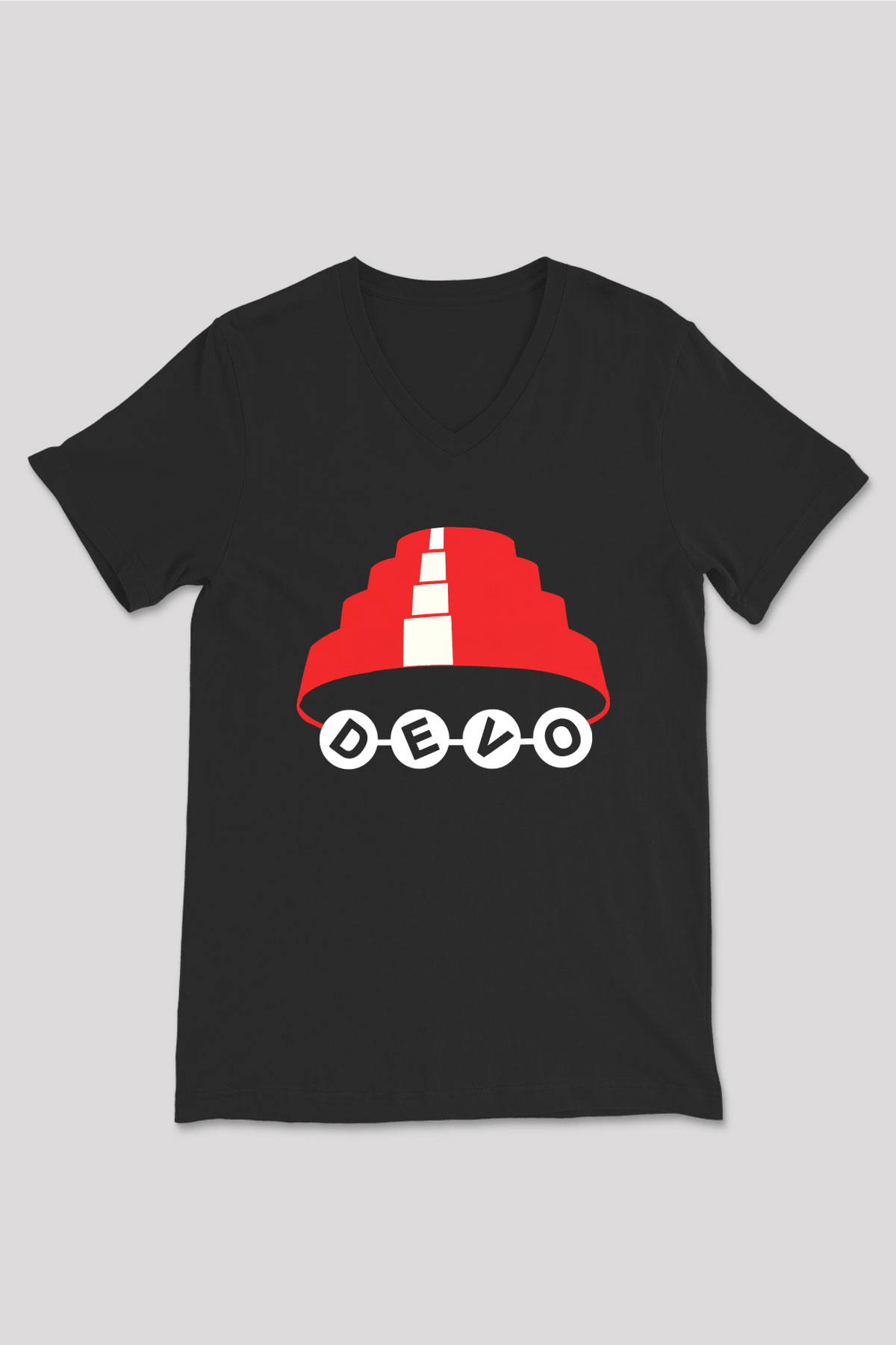 Devo Siyah Unisex V Yaka Tişört T-Shirt