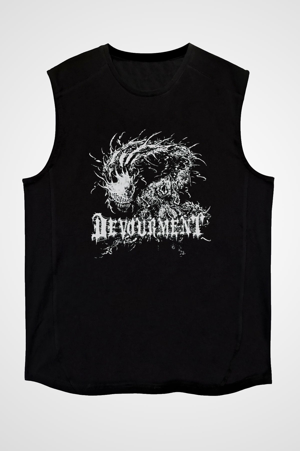 Devourment Baskılı Unisex Siyah Kolsuz Tişört - Tshirt