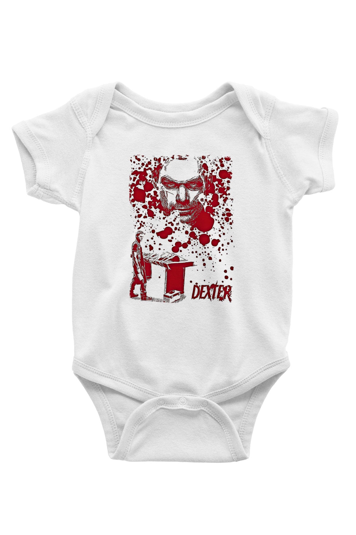 Dexter Baskılı Beyaz Unisex Bebek Body - Zıbın