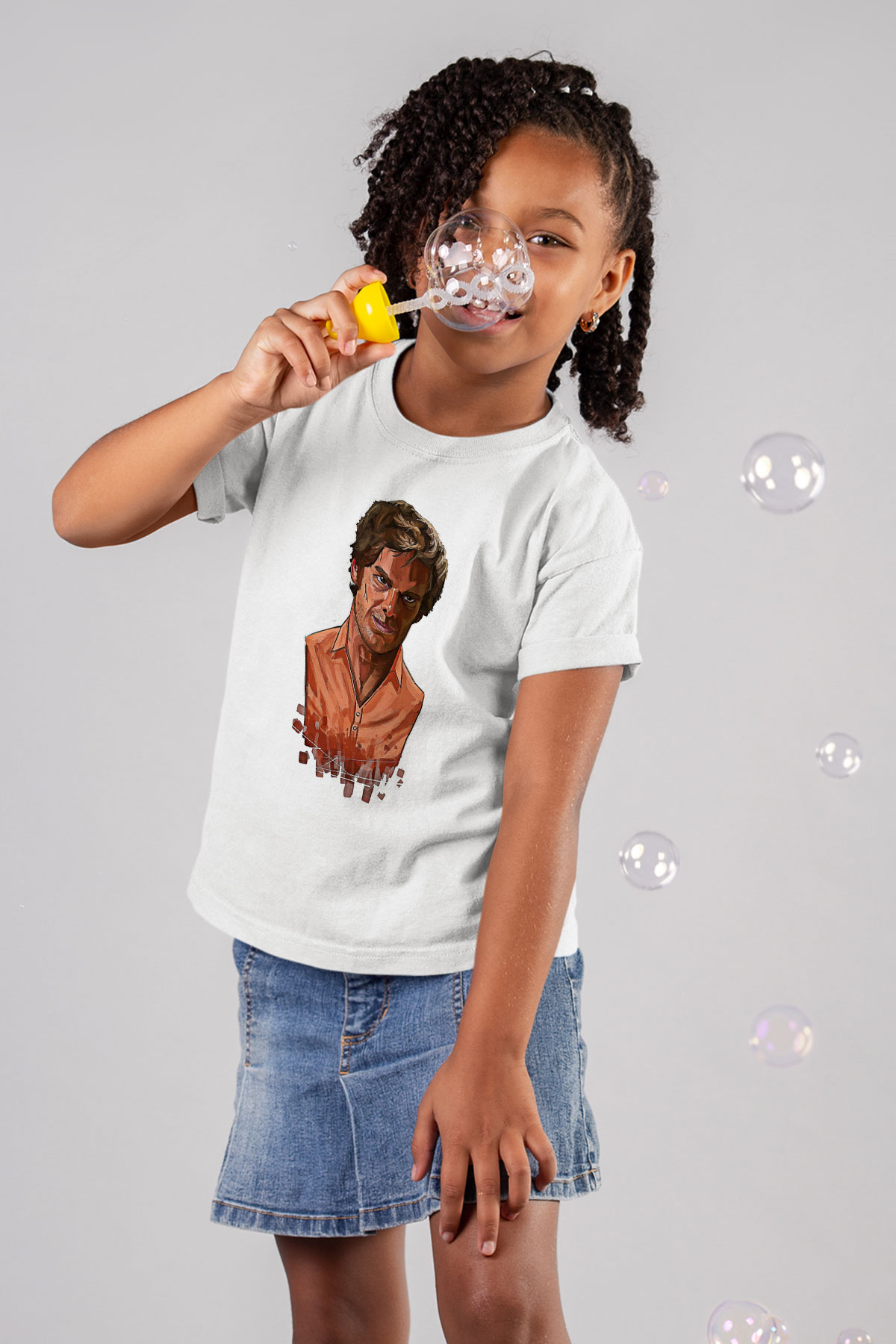 Dexter Baskılı Beyaz Unisex Beyaz Çocuk Tişört - Tshirt