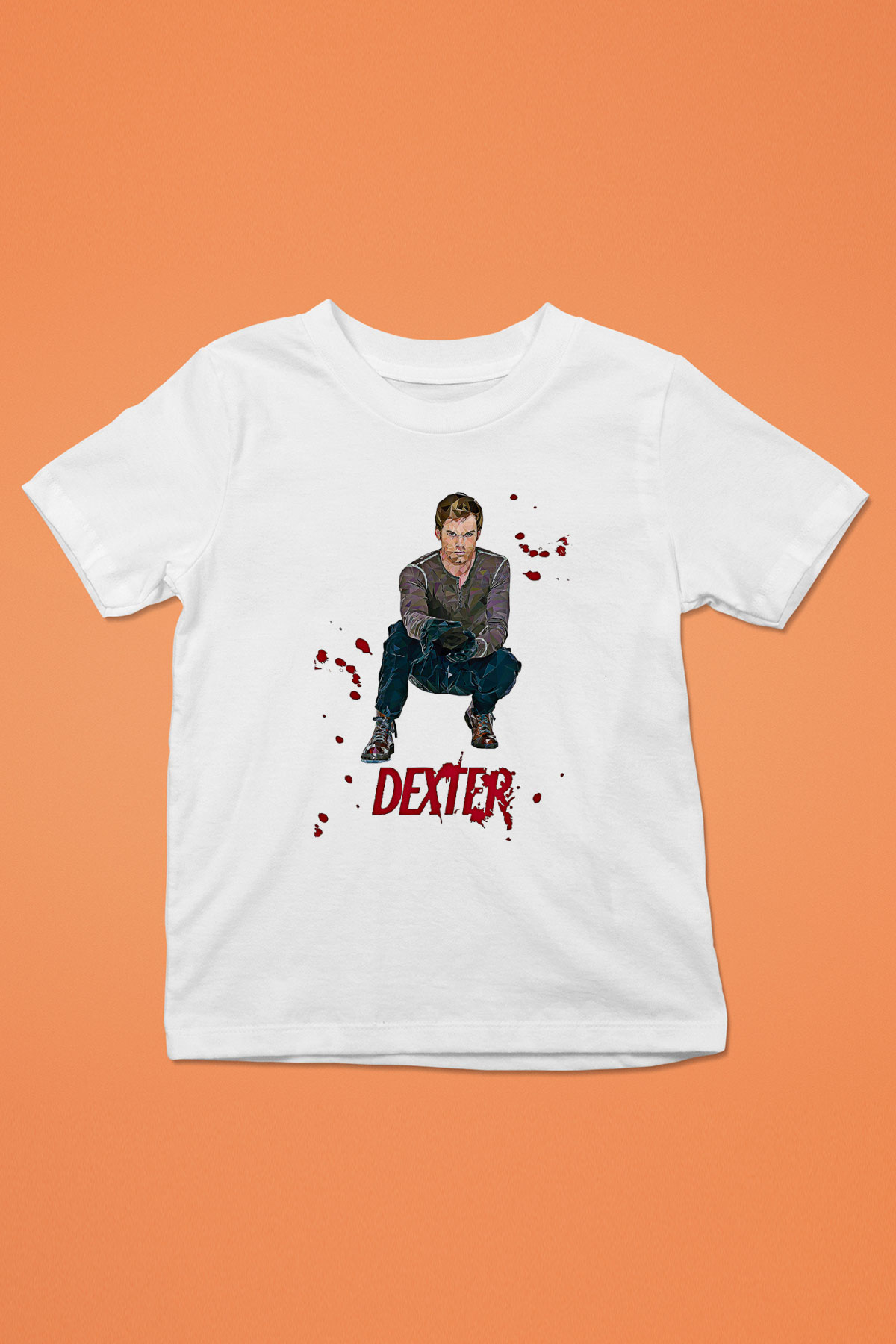 Dexter Baskılı Beyaz Unisex Beyaz Çocuk Tişört - Tshirt