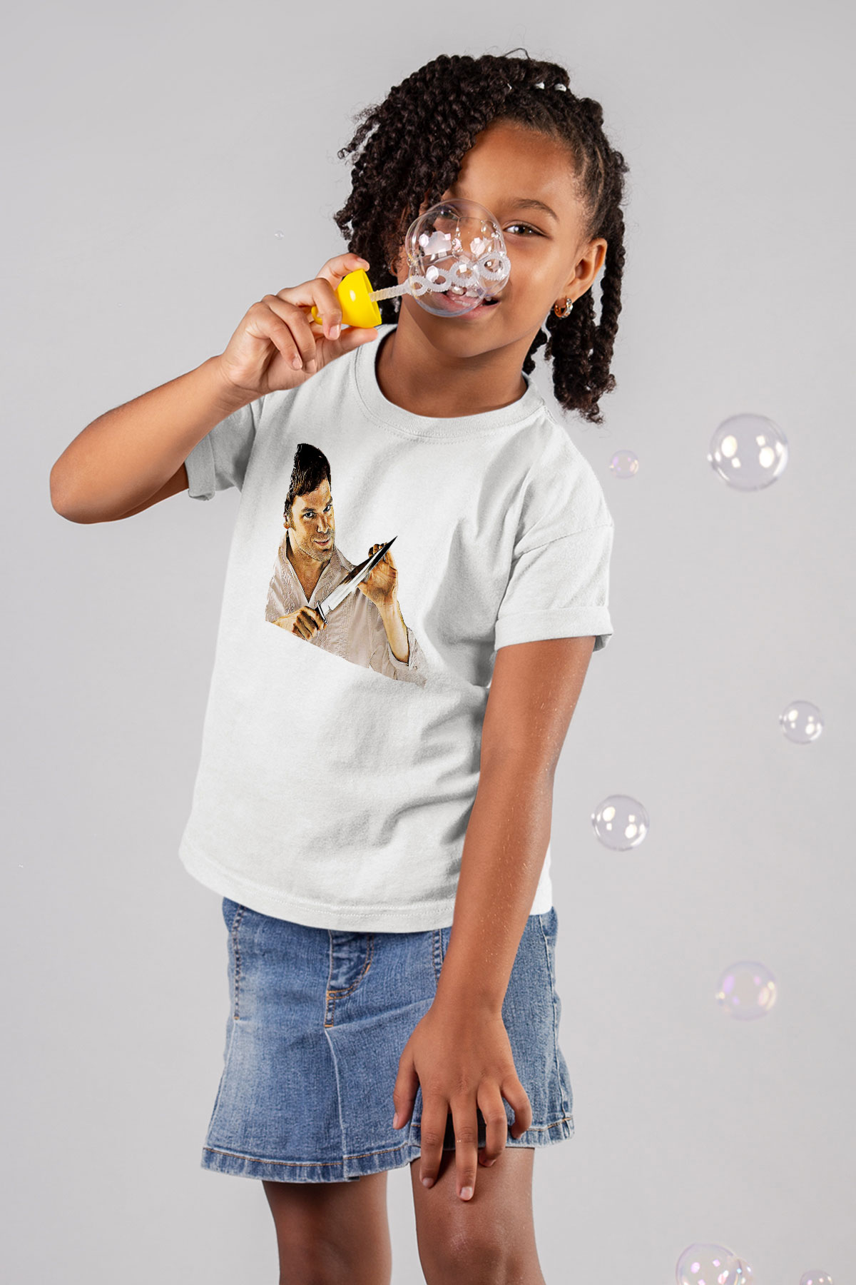 Dexter Baskılı Beyaz Unisex Beyaz Çocuk Tişört - Tshirt
