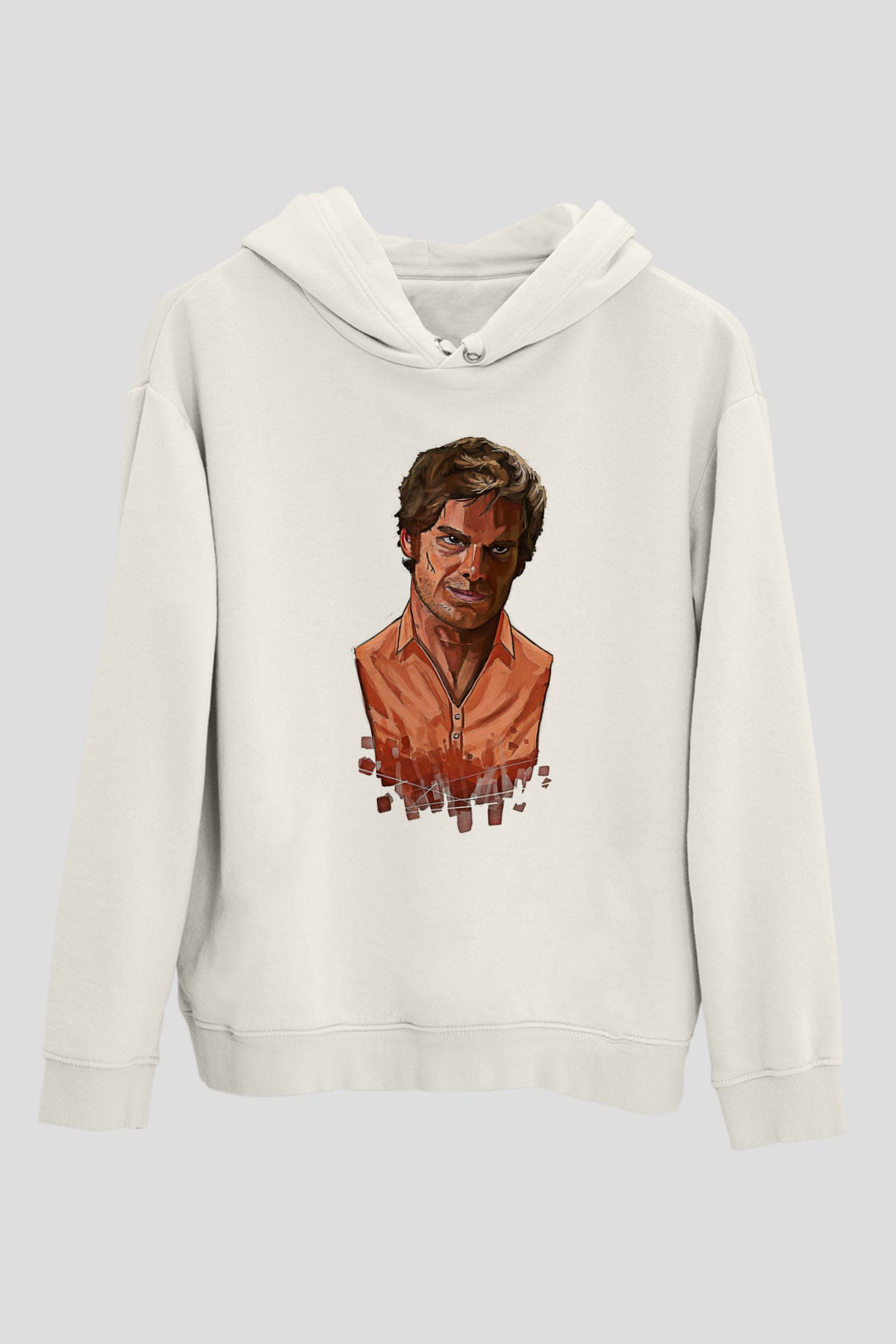 Dexter Baskılı Beyaz Unisex Hoodie