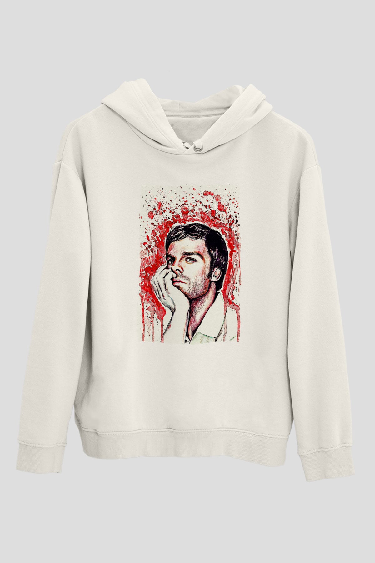 Dexter Baskılı Beyaz Unisex Hoodie