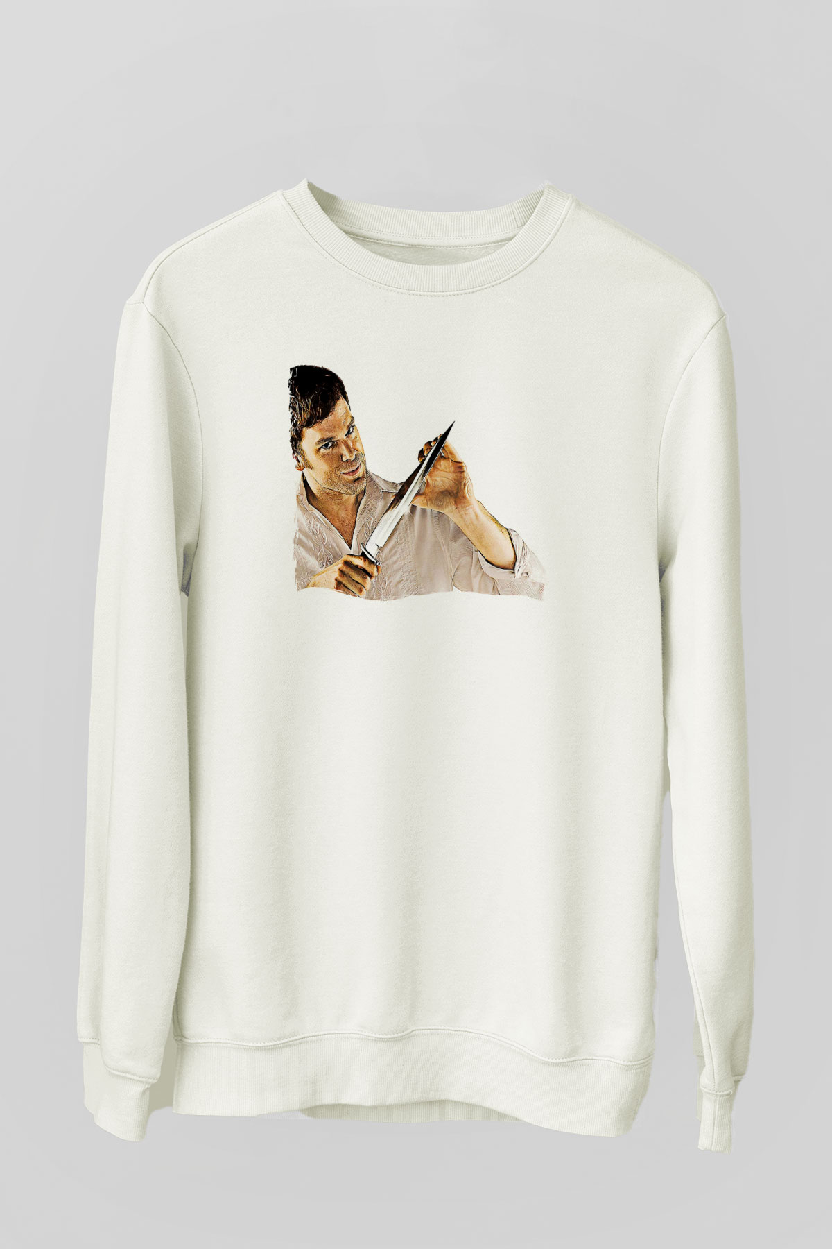 Dexter Baskılı Beyaz Unisex Sweatshirt