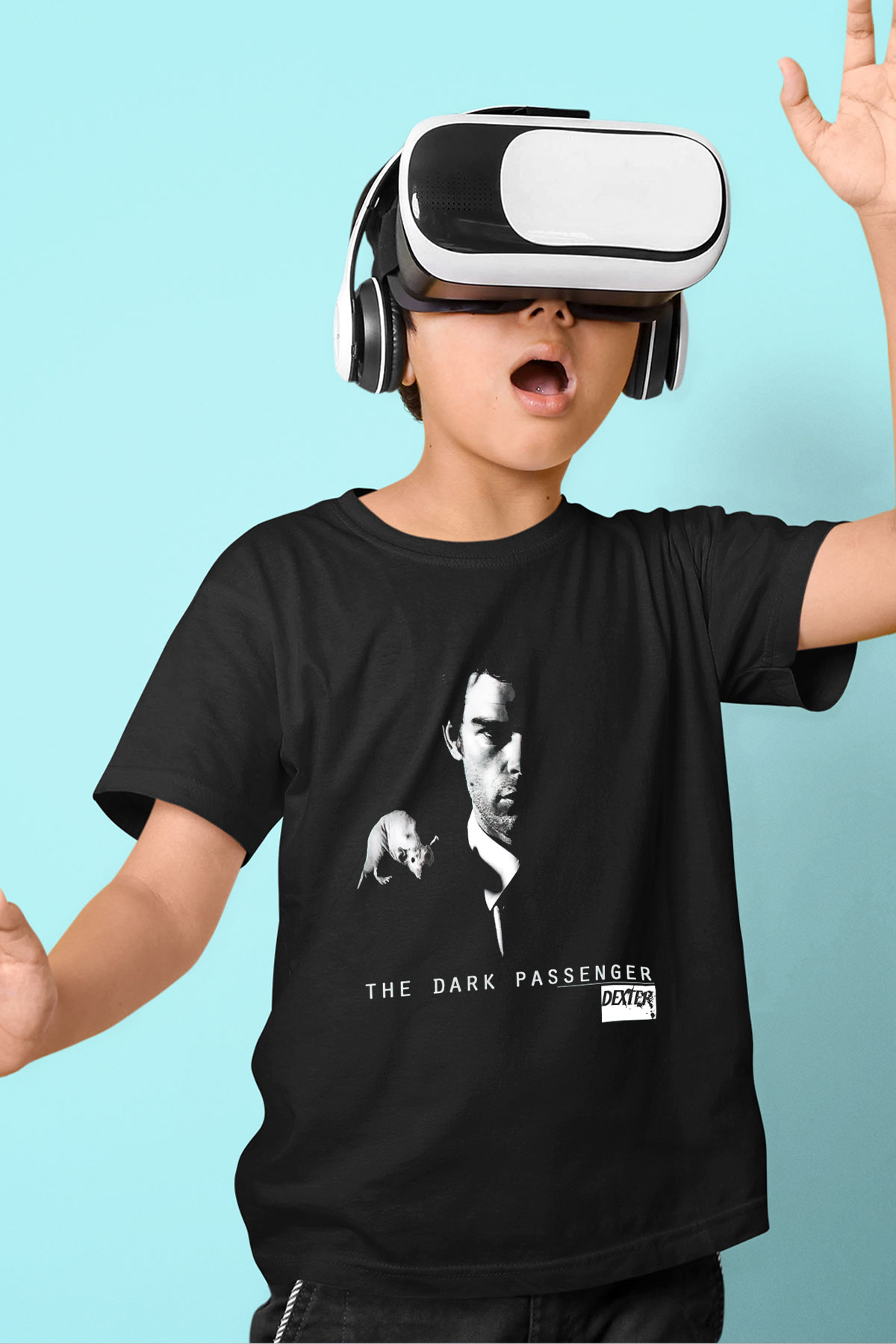 Dexter Baskılı Unisex Siyah Çocuk Tişört - Tshirt