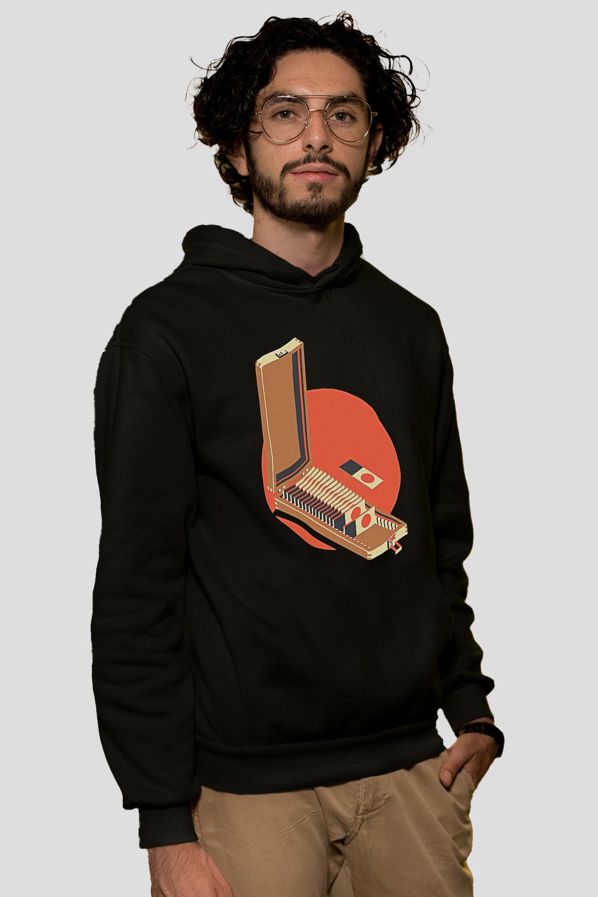 Dexter Baskılı Unisex Siyah Kapüşonlu Sweatshirt