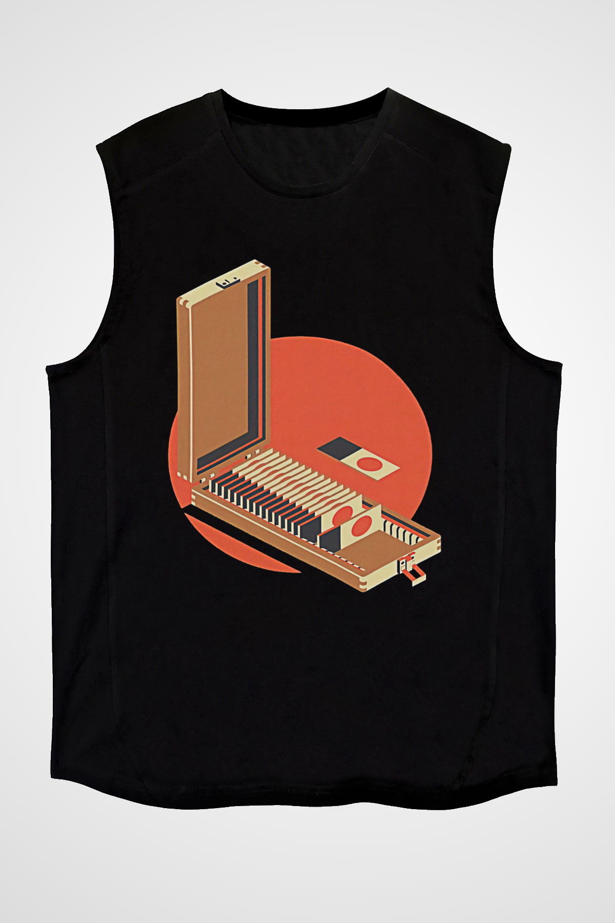 Dexter Baskılı Unisex Siyah Kolsuz Tişört - Tshirt
