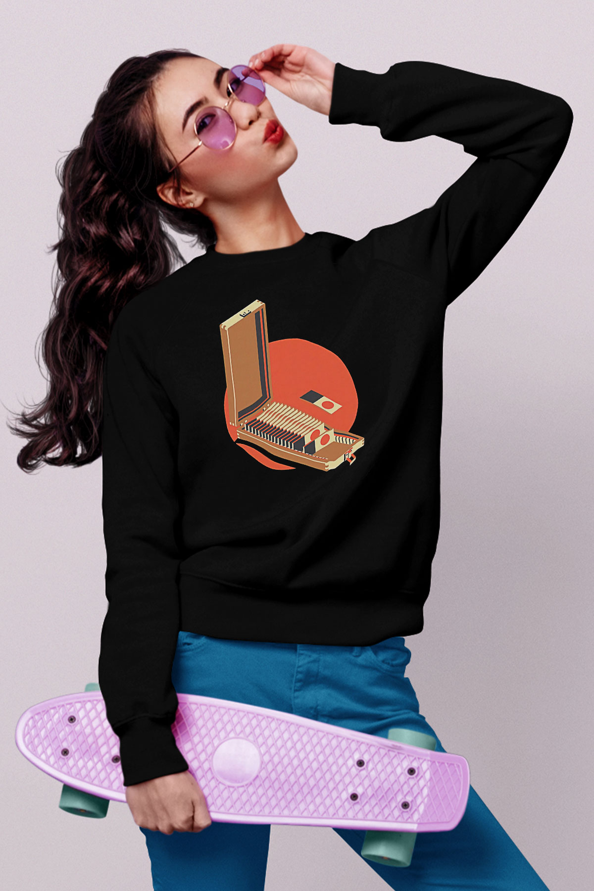 Dexter Baskılı Unisex Siyah Sweatshirt