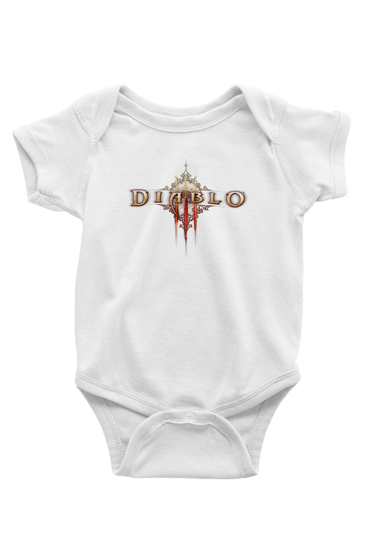 Diablo Baskılı Beyaz Unisex Bebek Body - Zıbın