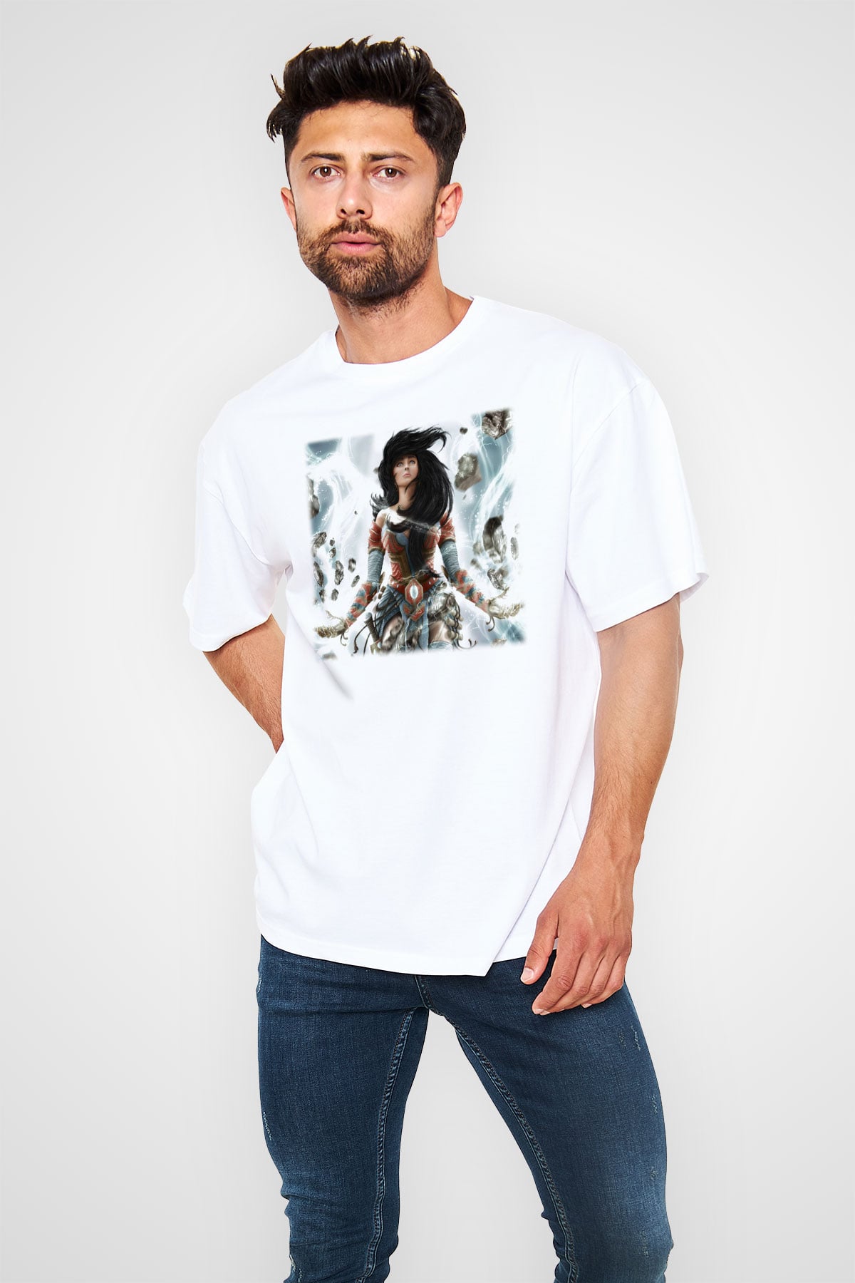 Diablo Beyaz Unisex Oversize Tişört T-Shirt