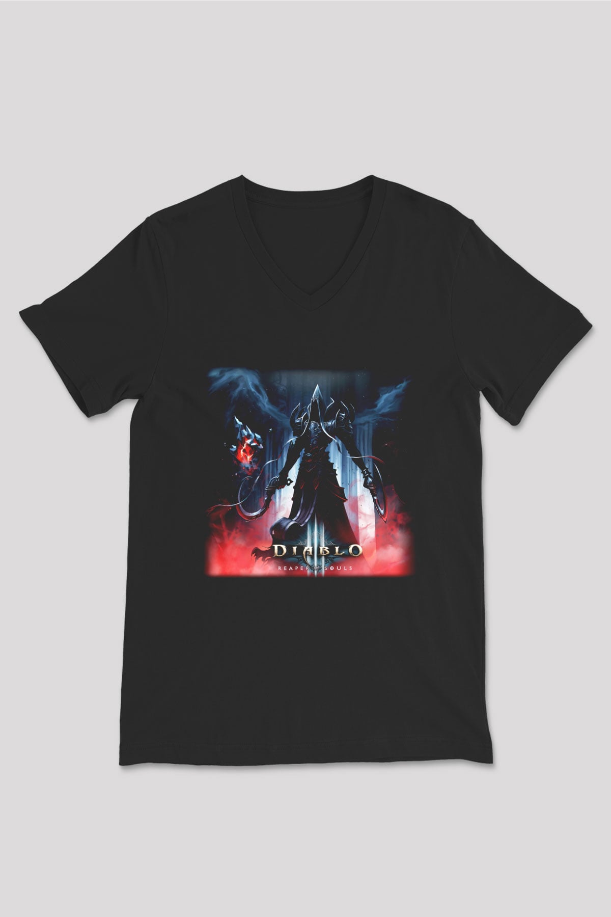 Diablo Siyah Unisex V Yaka Tişört T-Shirt