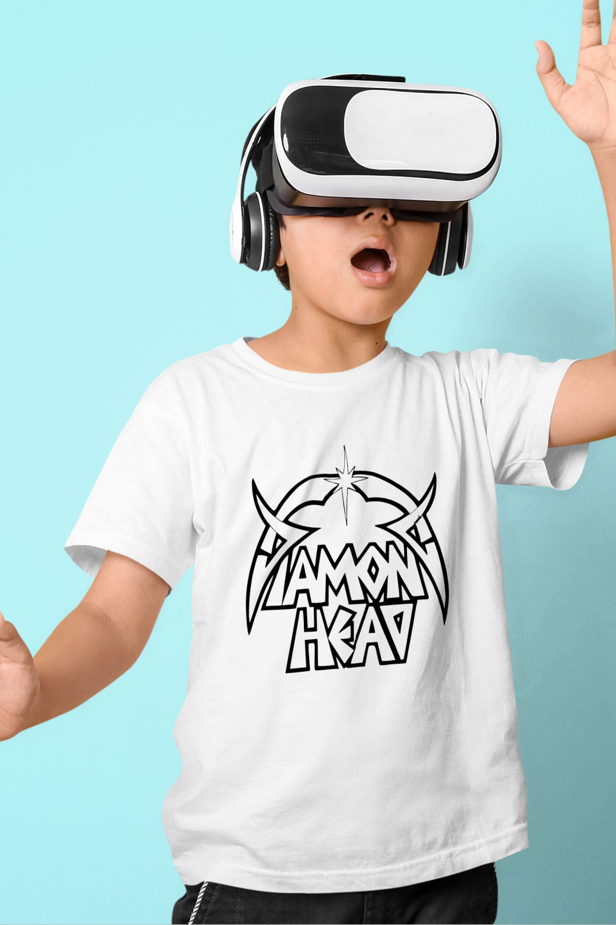 Diamond Head Baskılı Beyaz Unisex Çocuk Tişört