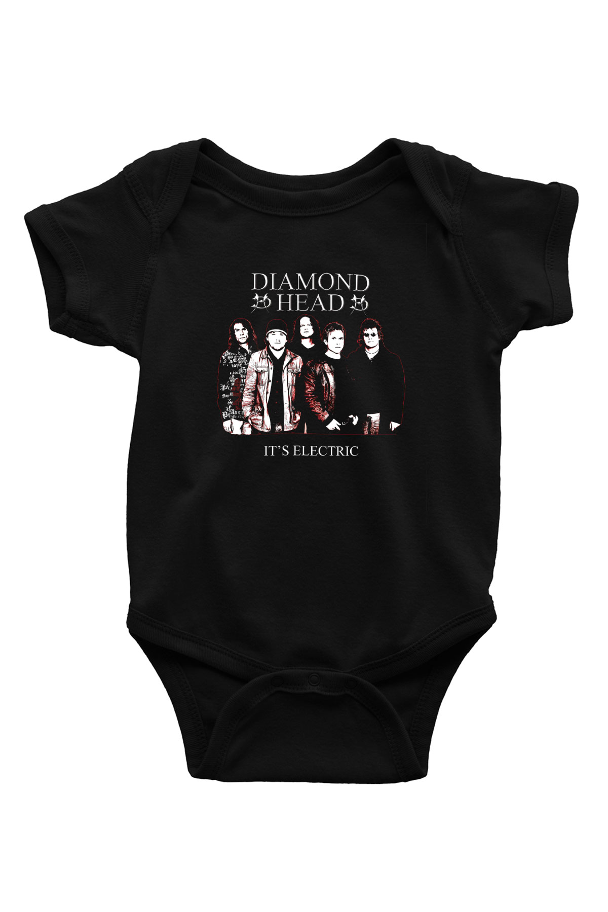 Diamond Head Baskılı Unisex Siyah Bebek Body - Zıbın