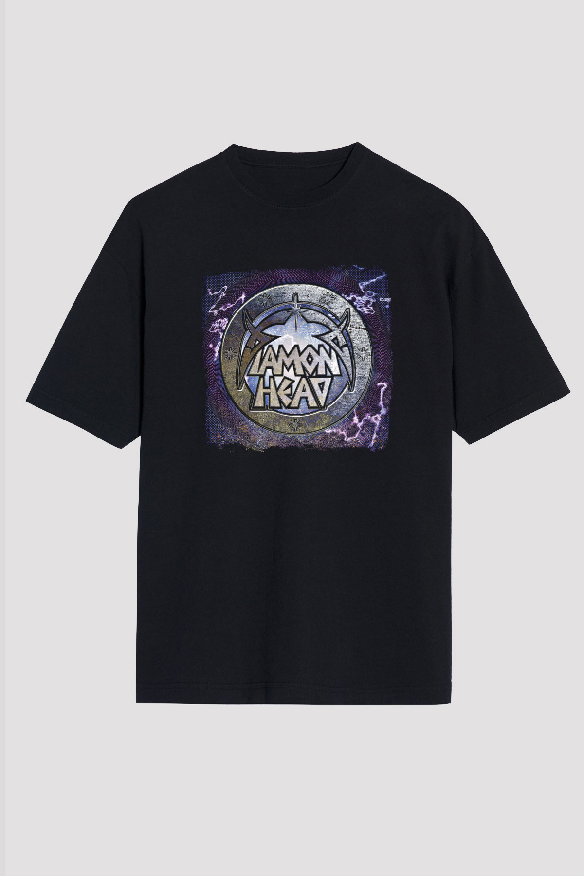 Diamond Head Baskılı Unisex Siyah Oversize Tişört