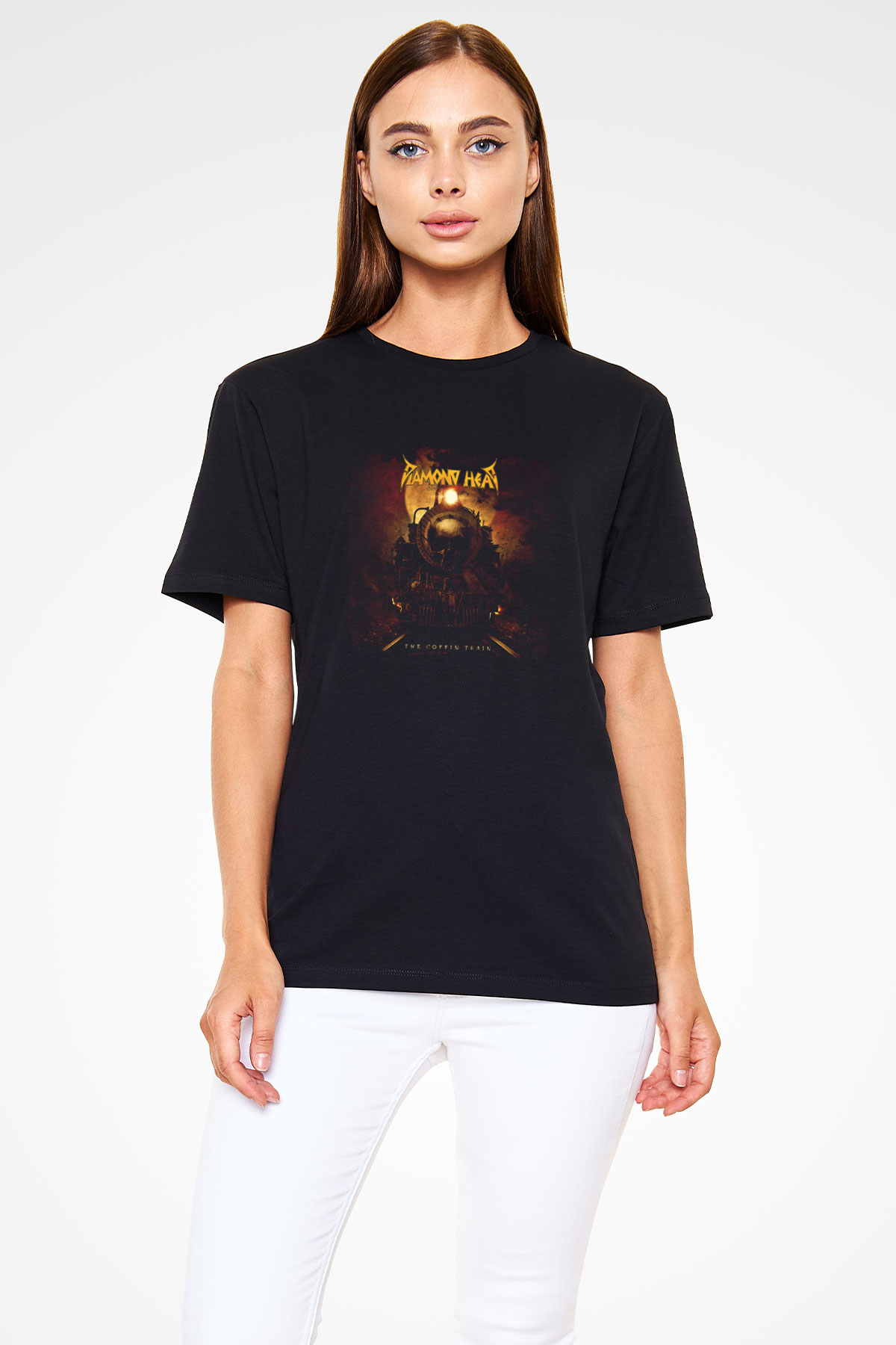 Diamond Head Baskılı Unisex Siyah Tişört