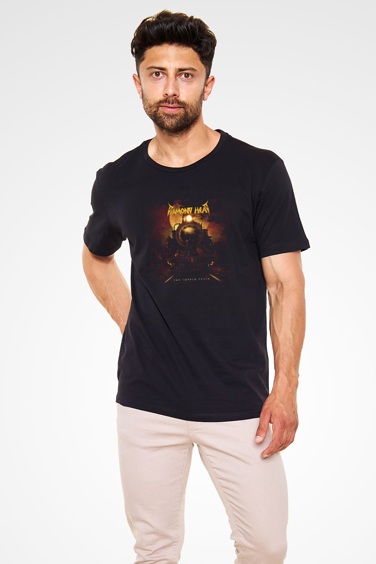 Diamond Head Baskılı Unisex Siyah Tişört