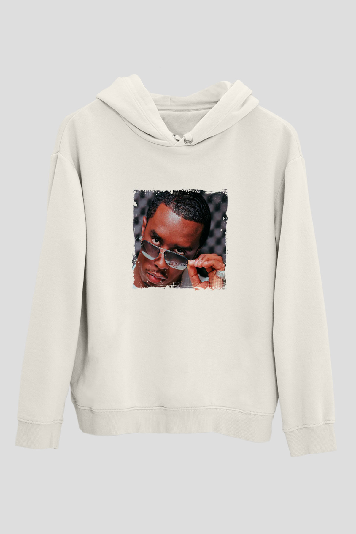 Diddy Baskılı Unisex Beyaz Kapüşonlu Sweatshirt